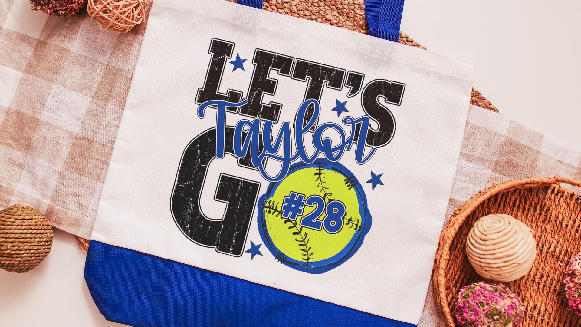 personalized softball tote bags for high school, school spirit tote bag with name, softball wristlet for girls, softball gifts for player