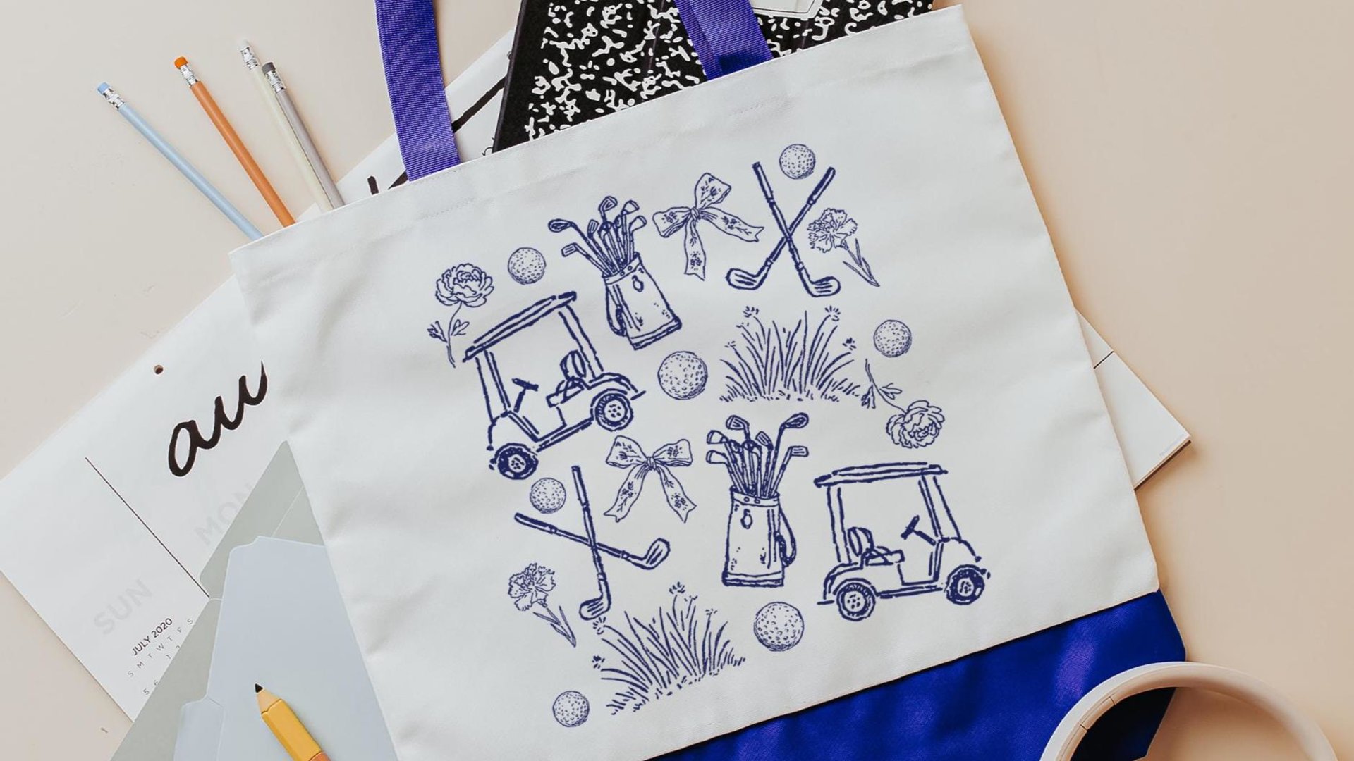 golf icons golf tote bag for cart, carolina blue golf wristlet bag for women, cute golf school spirit golf accessories for teenage girls