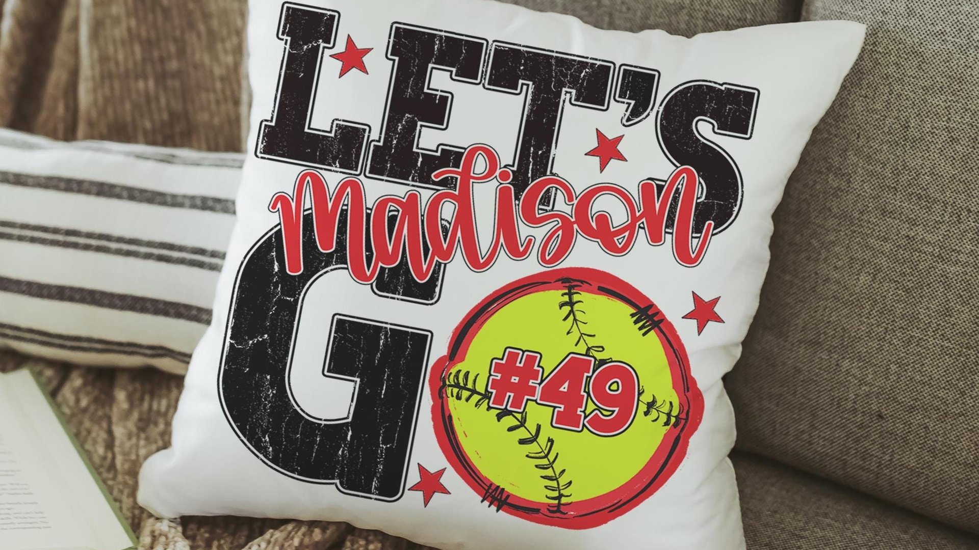 personalized lets go softball pillow for daughter going to college, high school graduation gifts for girls, 2026 softball senior night gifts