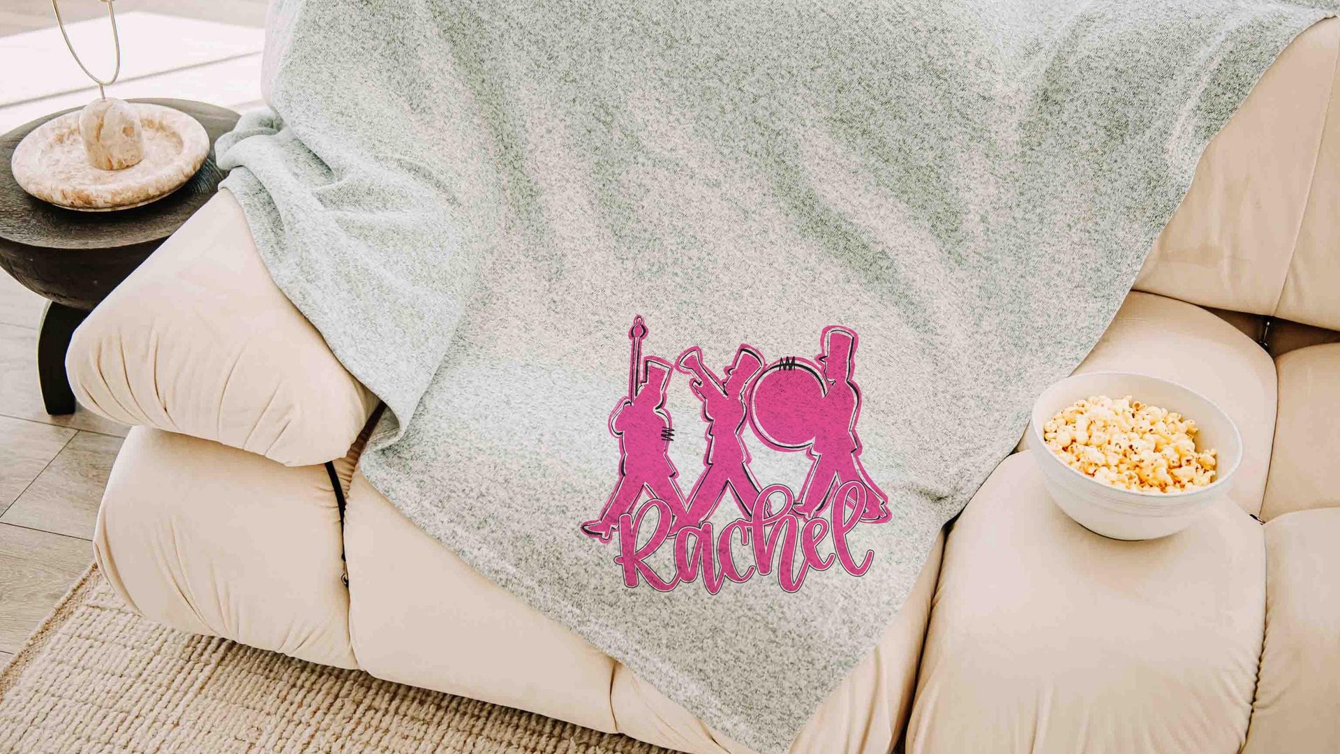 Personalized band mom era band blanket 50 x 60, band Mothers day gift for mother in law, carolina blue name throw blanket for sofa, band