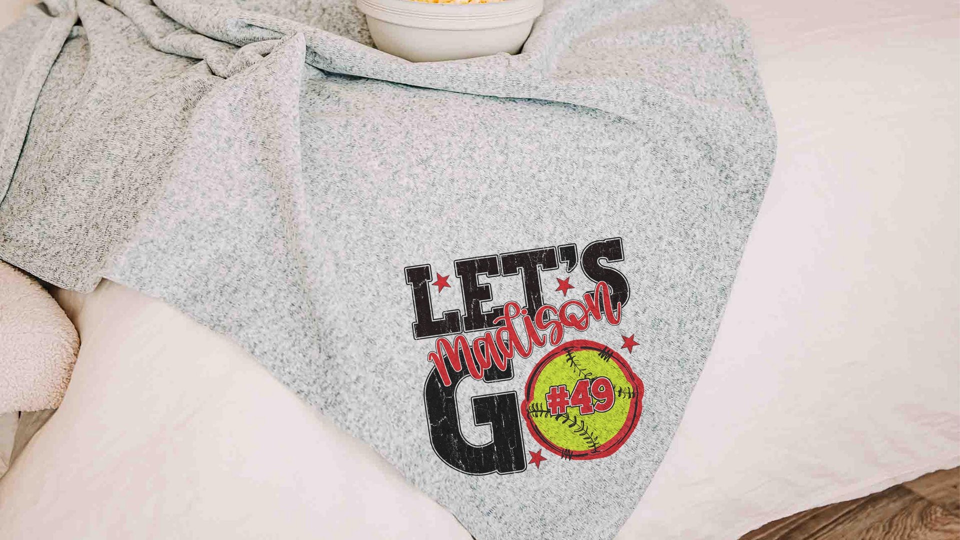 personalized team number softball blanket for girl with name on it, 2026 high school graduation gifts for her, 2026 senior gifts softball