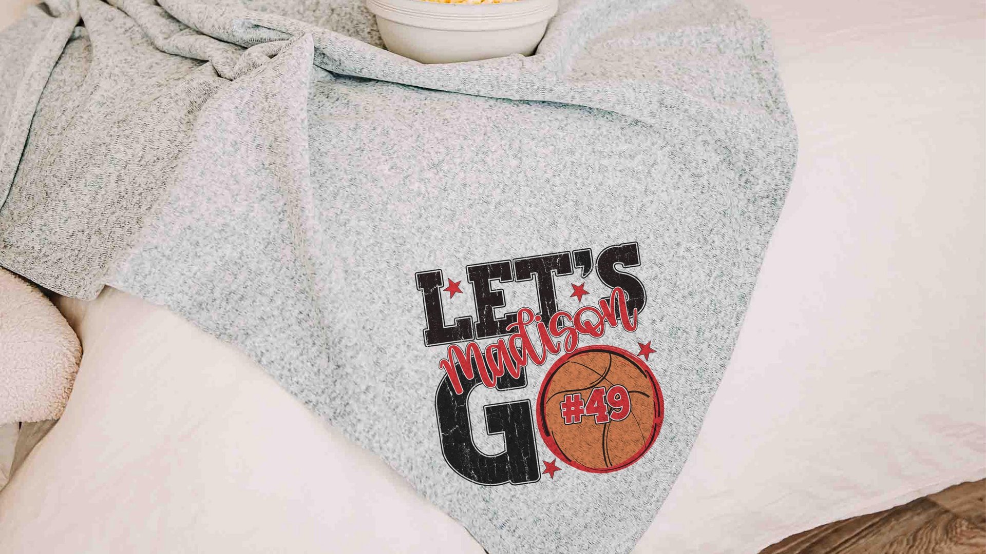 personalized team number basketball blanket for girls basketball player gifts, blue school spirit dorm blanket custom name blanket 50 x 60