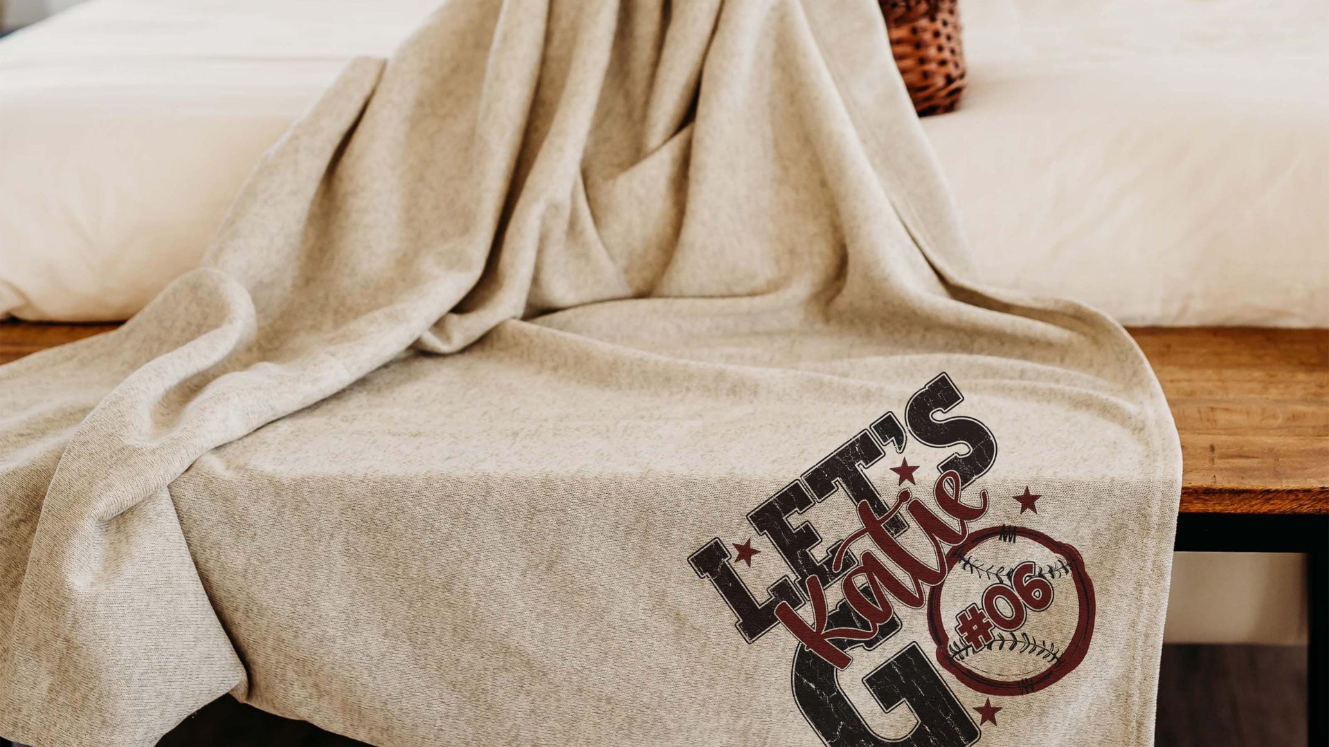 Personalized lets go baseball number blanket 50 x 60, baseball Mothers day gift for mother in law, carolina blue name throw blanket for sofa