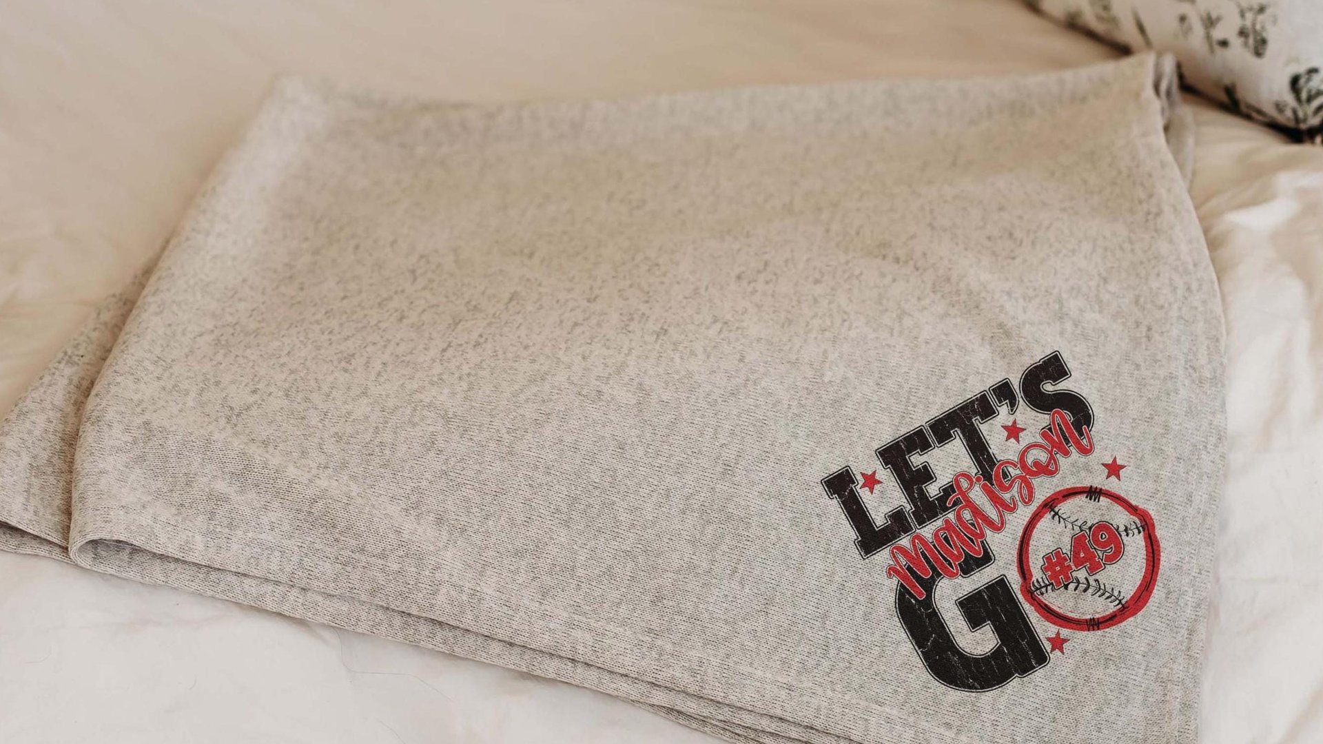 Personalized lets go baseball number blanket 50 x 60, baseball Mothers day gift for mother in law, carolina blue name throw blanket for sofa