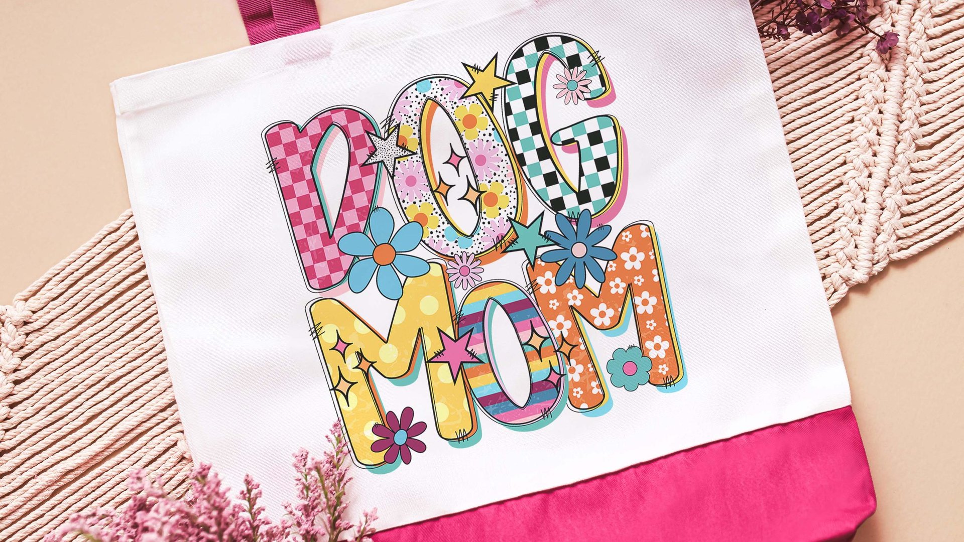 Dog mom rainbow dog tote bag for women, best gifts for dog lovers, dog walking bag, unique dog mom gifts, colorful rainbow dog gift