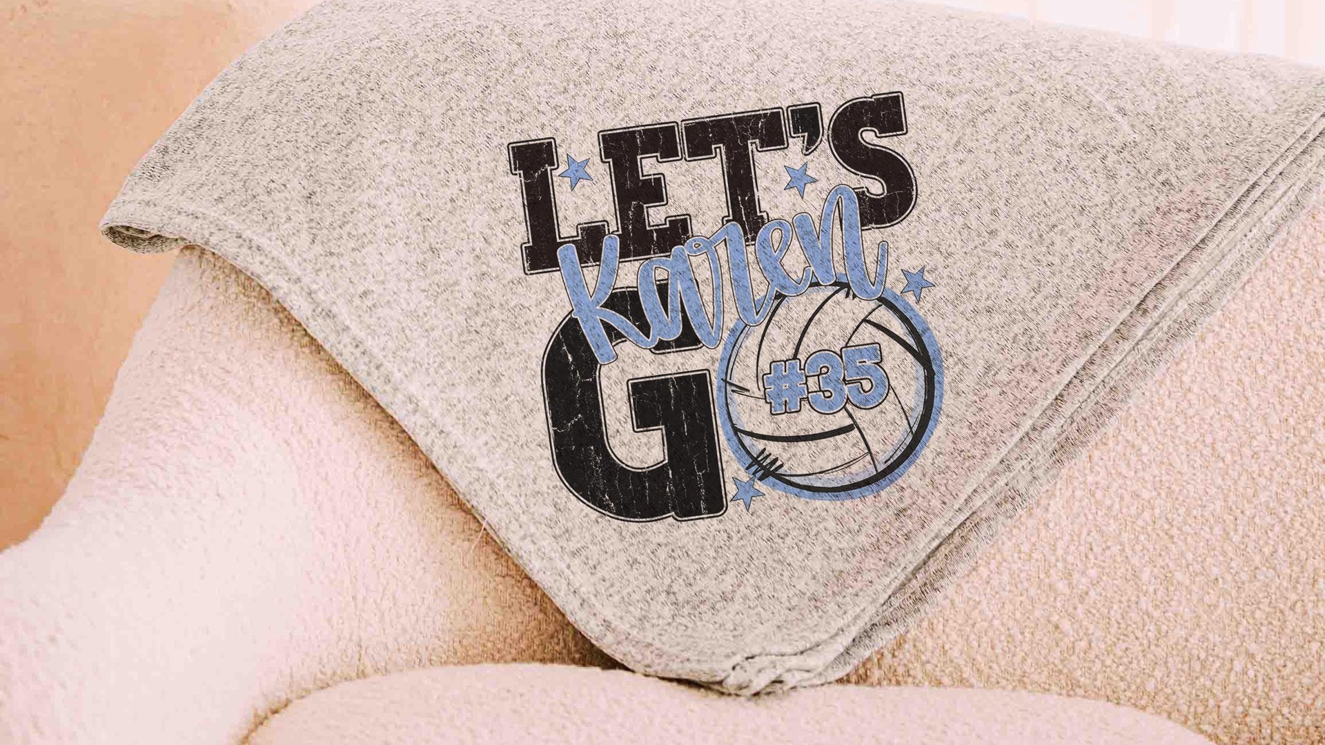 personalized team number volleyball blanket for girls with name, 2026 high school graduation gifts for her, 2026 volleyball senior gifts