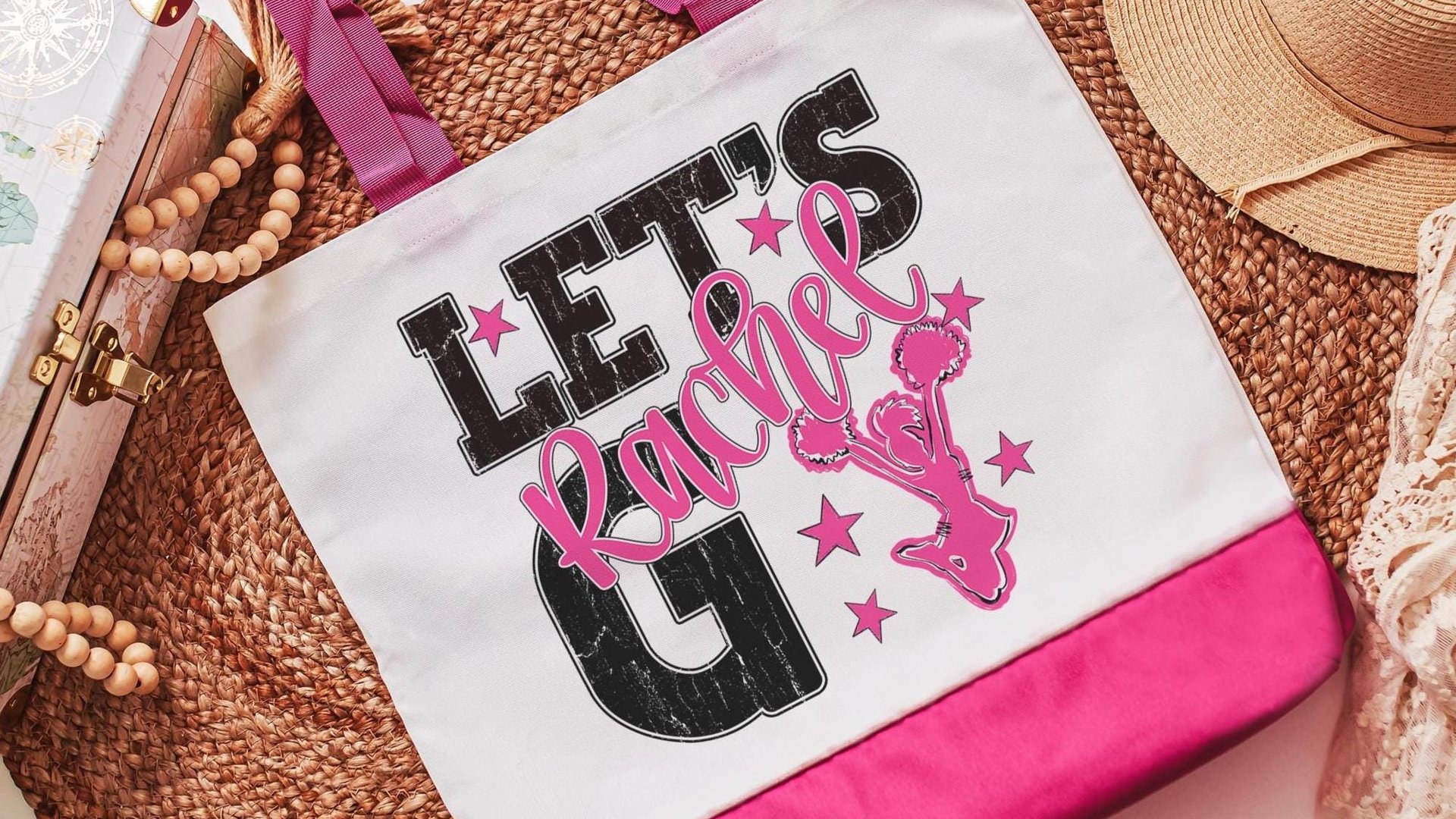 personalized cheerleading tote bag for girls, cheer wristlet with name, high school graduation gifts for daughter, 2026 cheer senior gifts
