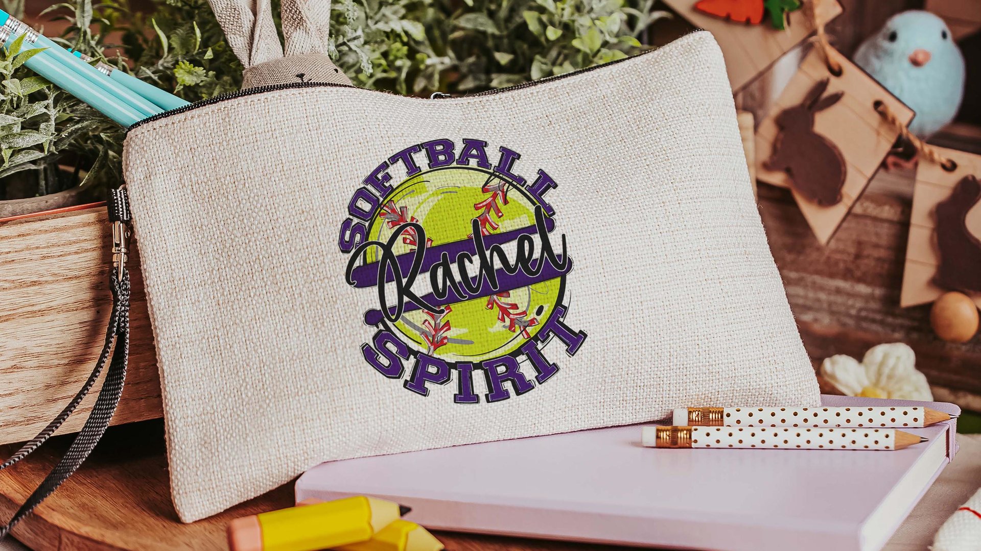 personalized softball tote bag for teens, softball wristlet with name, high school graduation gifts for girls, 2026 softball senior gifts