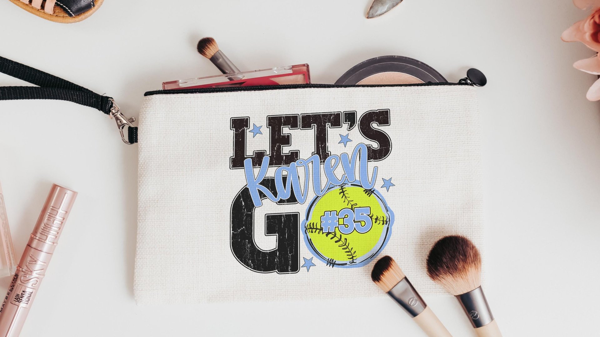 personalized softball tote bags for high school, school spirit tote bag with name, softball wristlet for girls, softball gifts for player