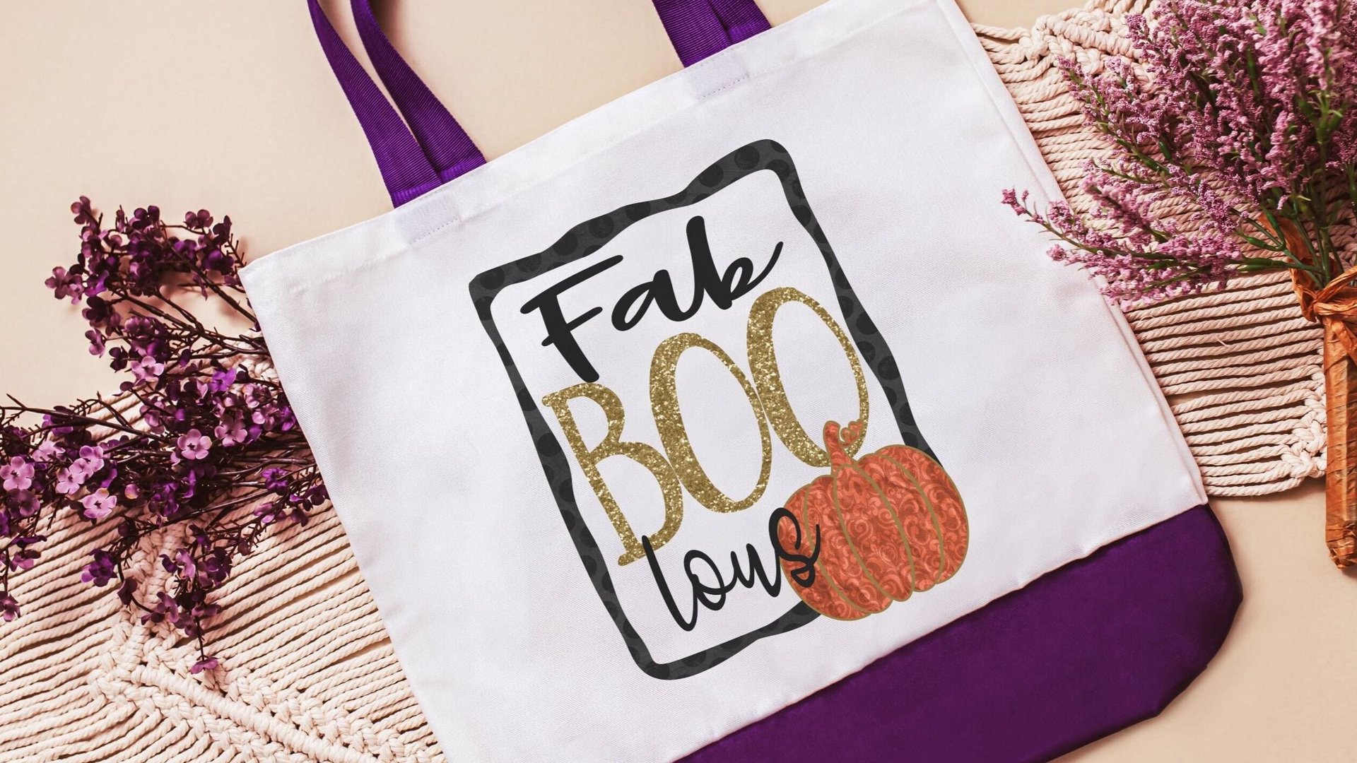 fab boo lous cute Halloween tote bag for women, trick or treat bag for girls, funny Halloween gifts for adults, eco friendly gifts, reusable