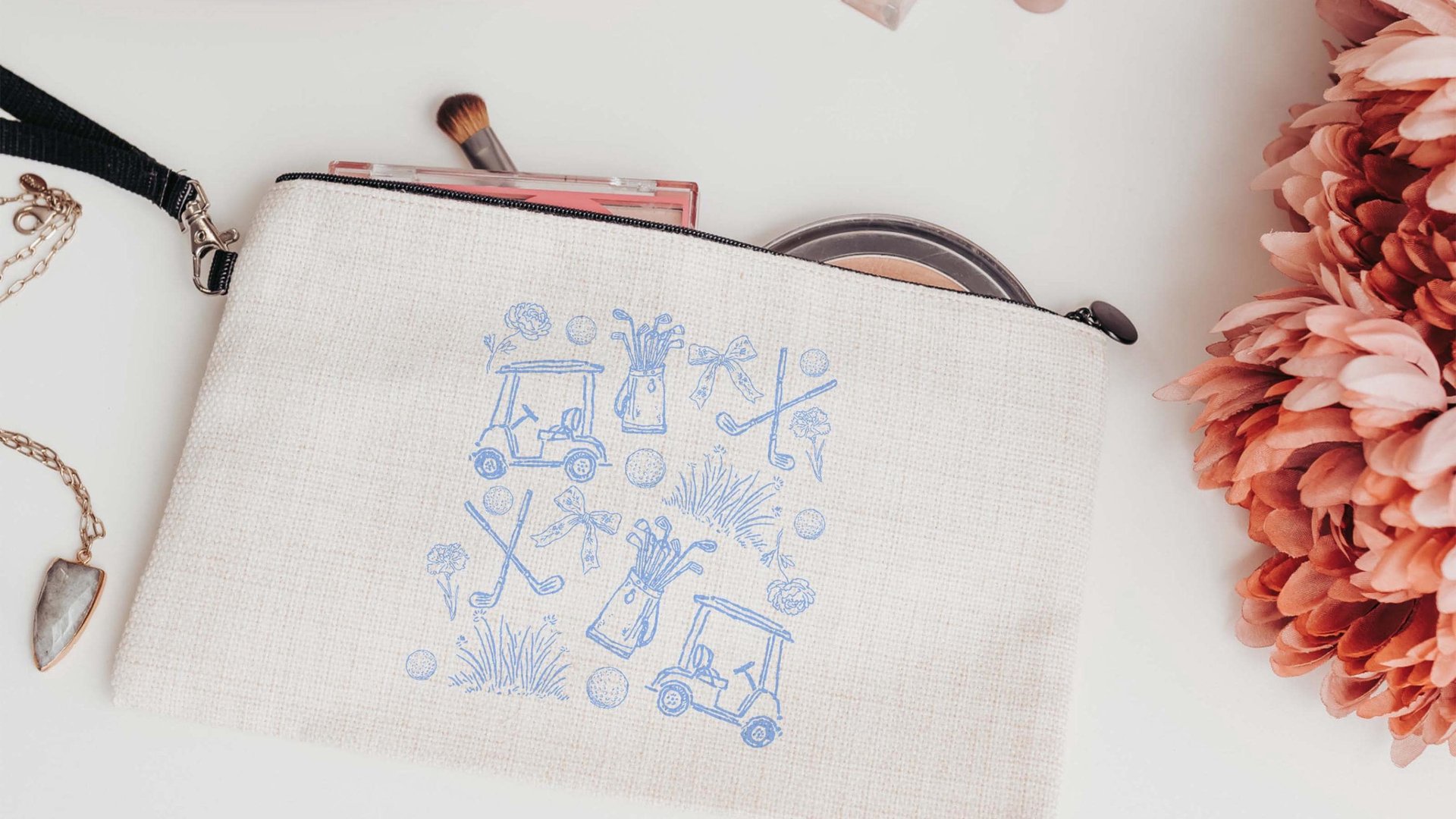 golf icons golf tote bag for cart, carolina blue golf wristlet bag for women, cute golf school spirit golf accessories for teenage girls