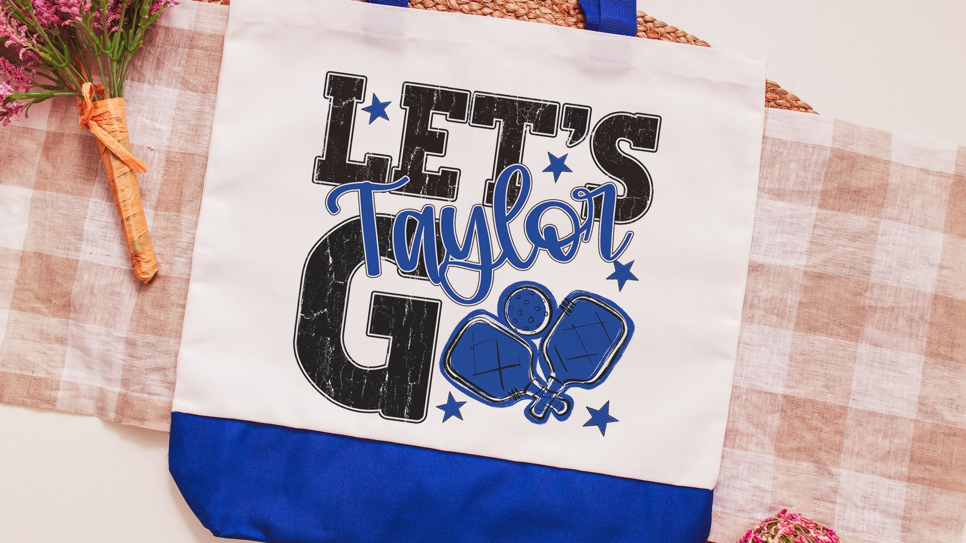 Personalized pickleball tote bag for women, lady pickleball gift wristlet with zipper, pickleball gifts for her, lady pickleball tournament