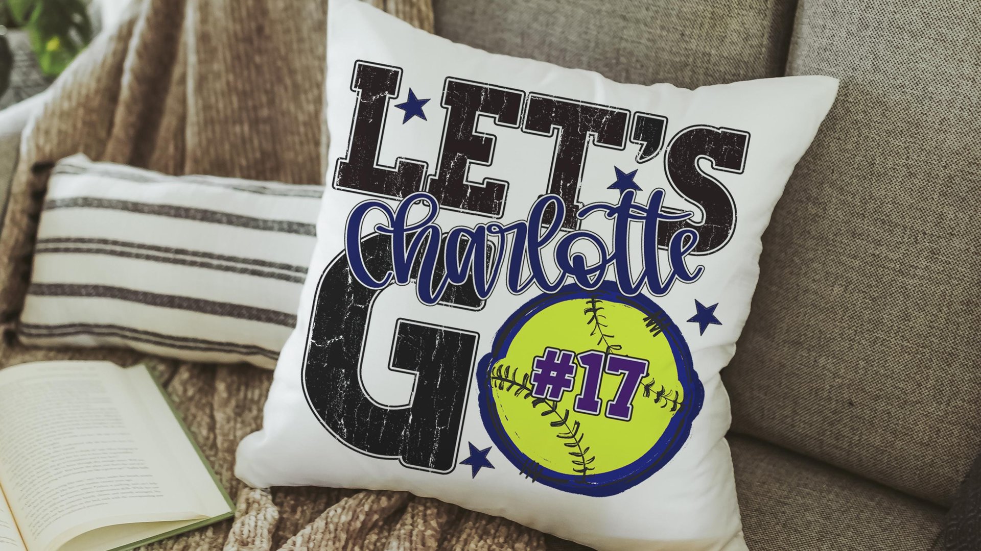personalized lets go softball pillow for daughter going to college, high school graduation gifts for girls, 2026 softball senior night gifts