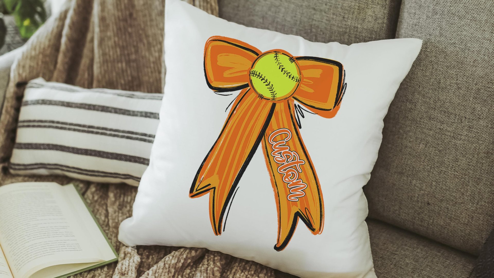 Personalized carolina blue softball name throw pillow cover 18x18, 2026 senior night softball gifts for teenage girls, softball Mothers day