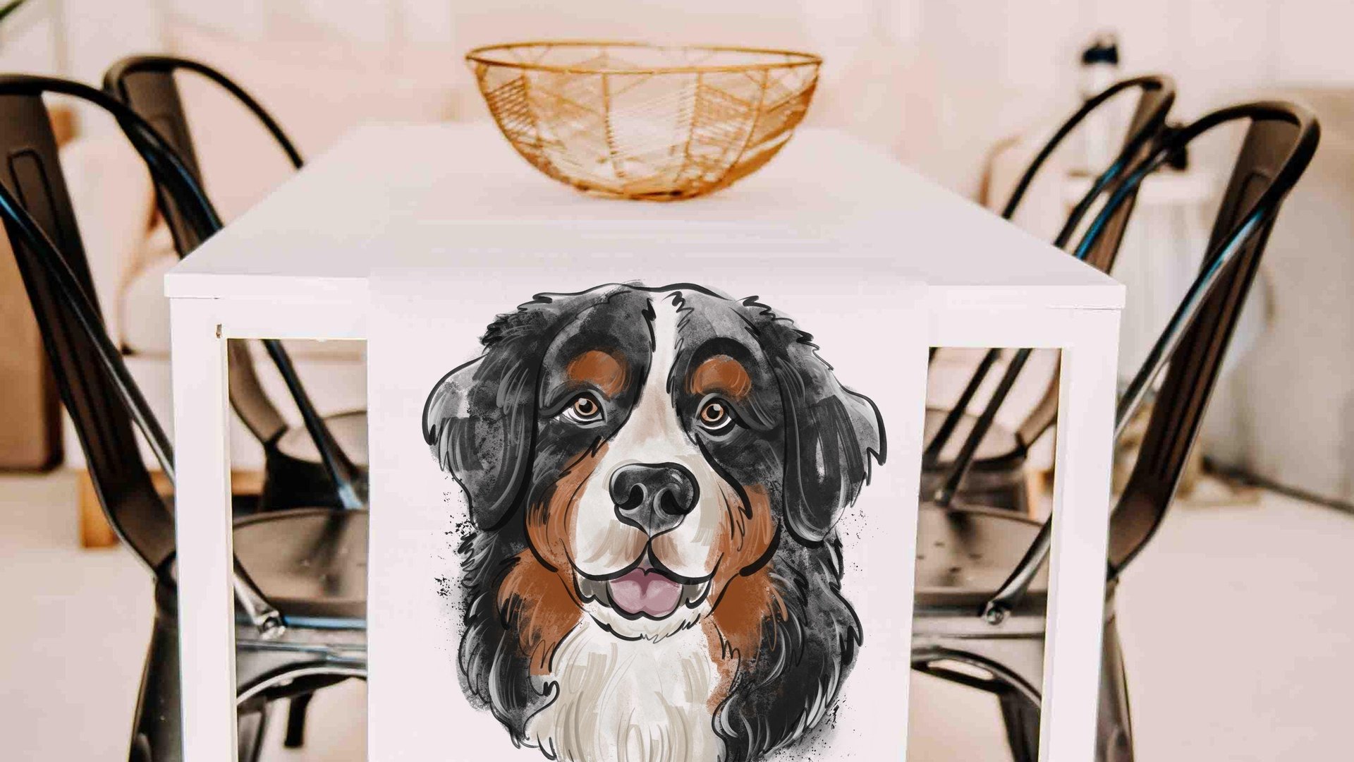 Bernese mountain dog table runner 