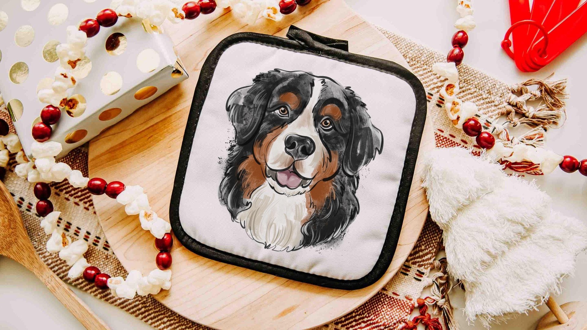 Bernese mountain dog table runner 