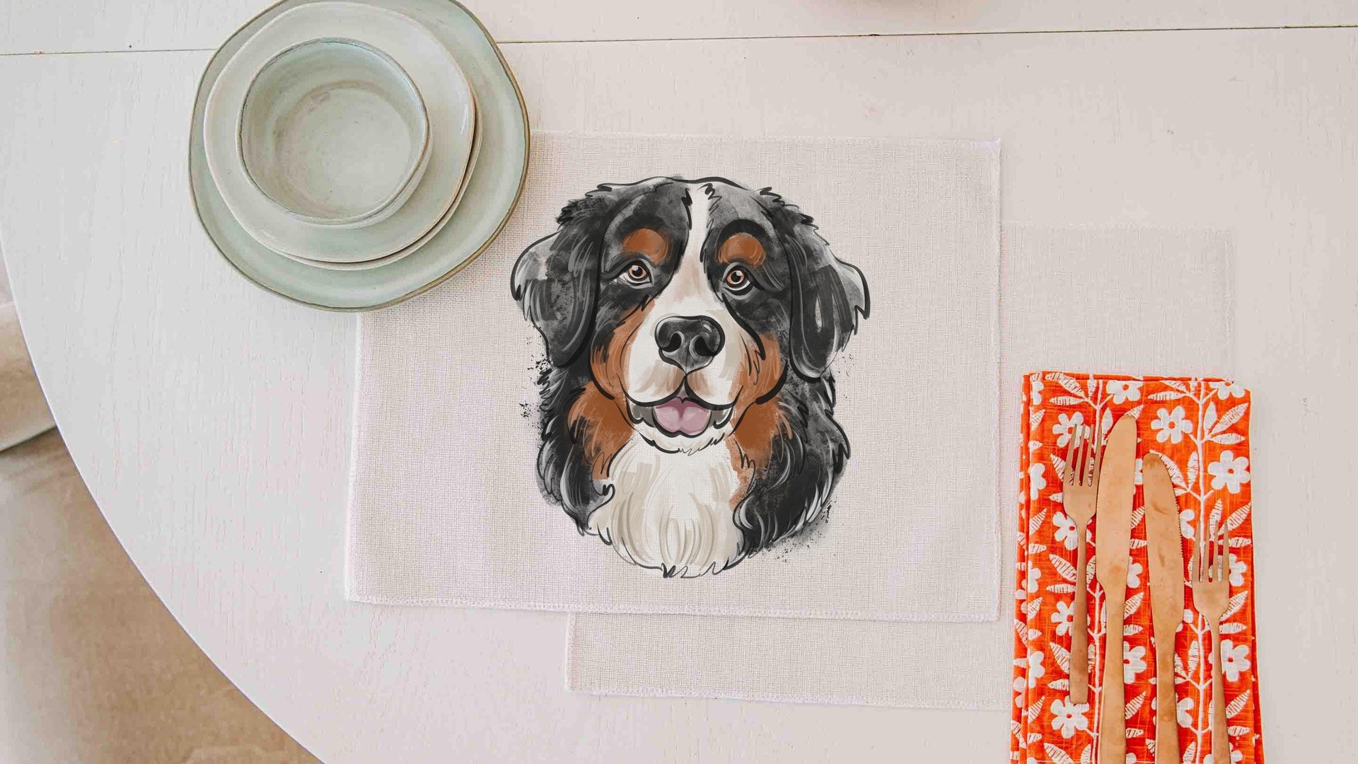 Bernese mountain dog table runner 