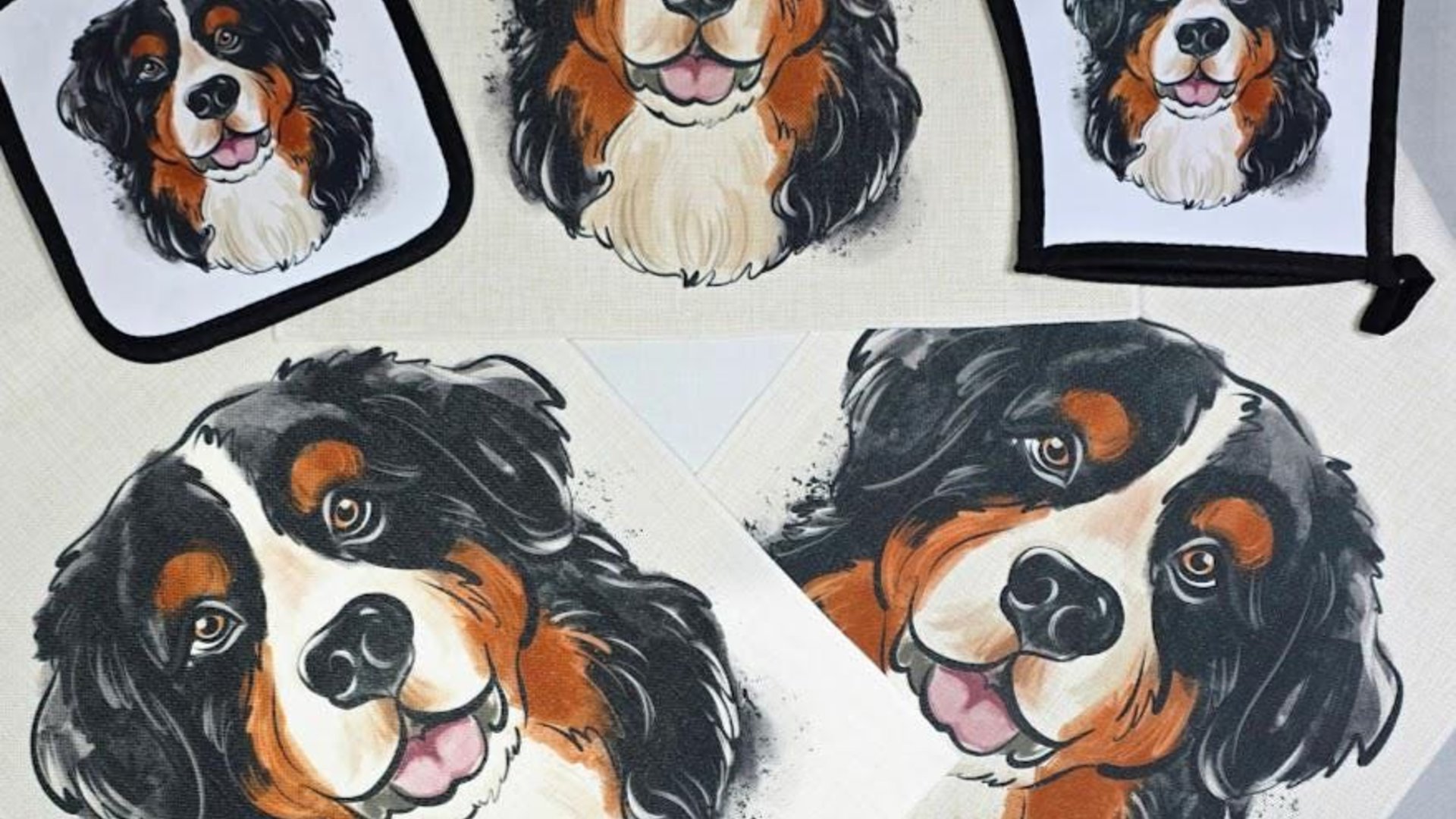 Bernese mountain dog table runner 
