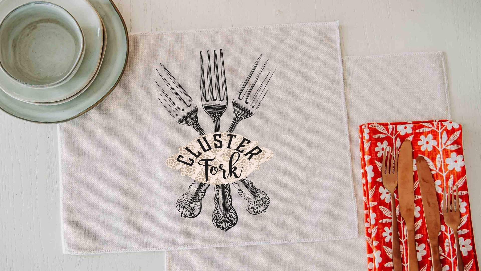Cluster fork funny table runner 