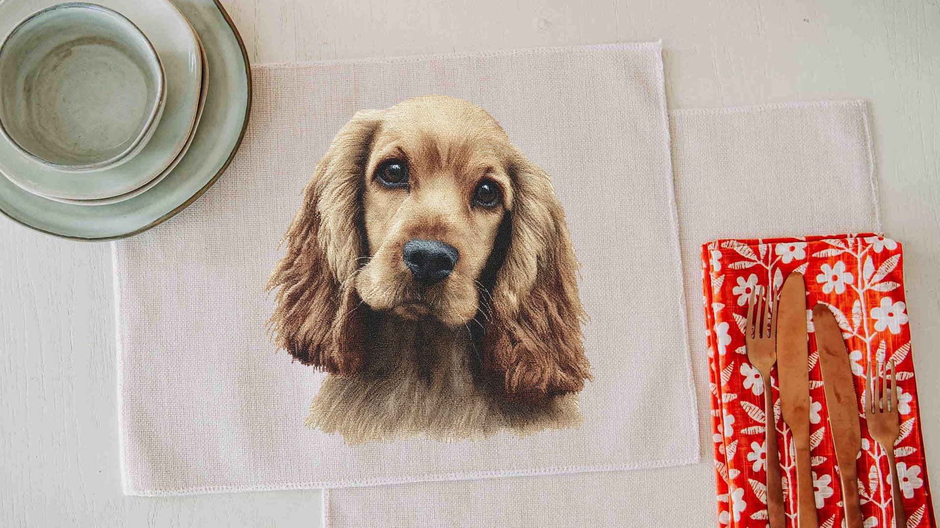 Cocker spaniel dog table runner