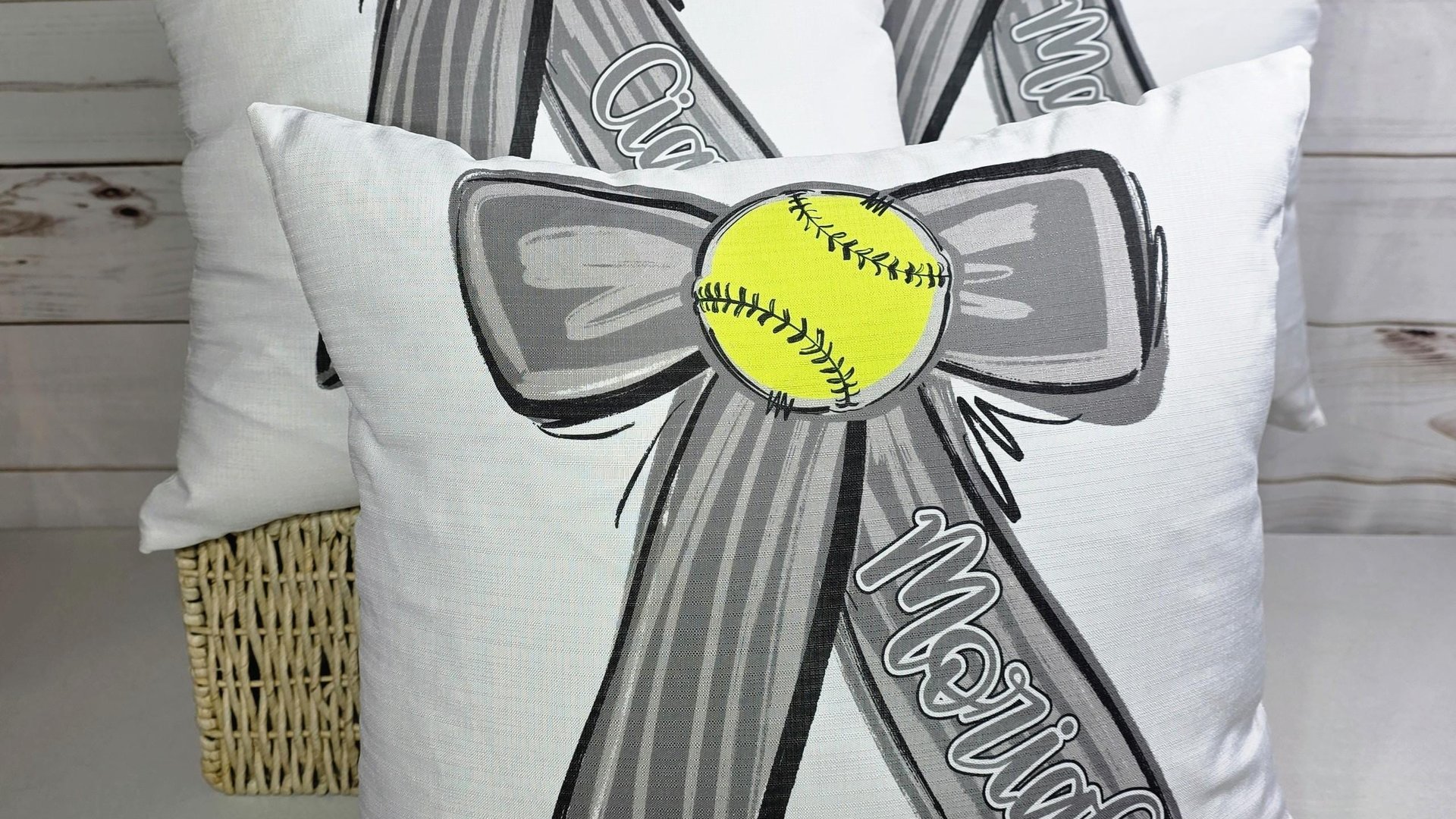personalized school spirit softball throw pillows for couch blue coquette decor for teenage girls, softball player gifts, softball gifts for
