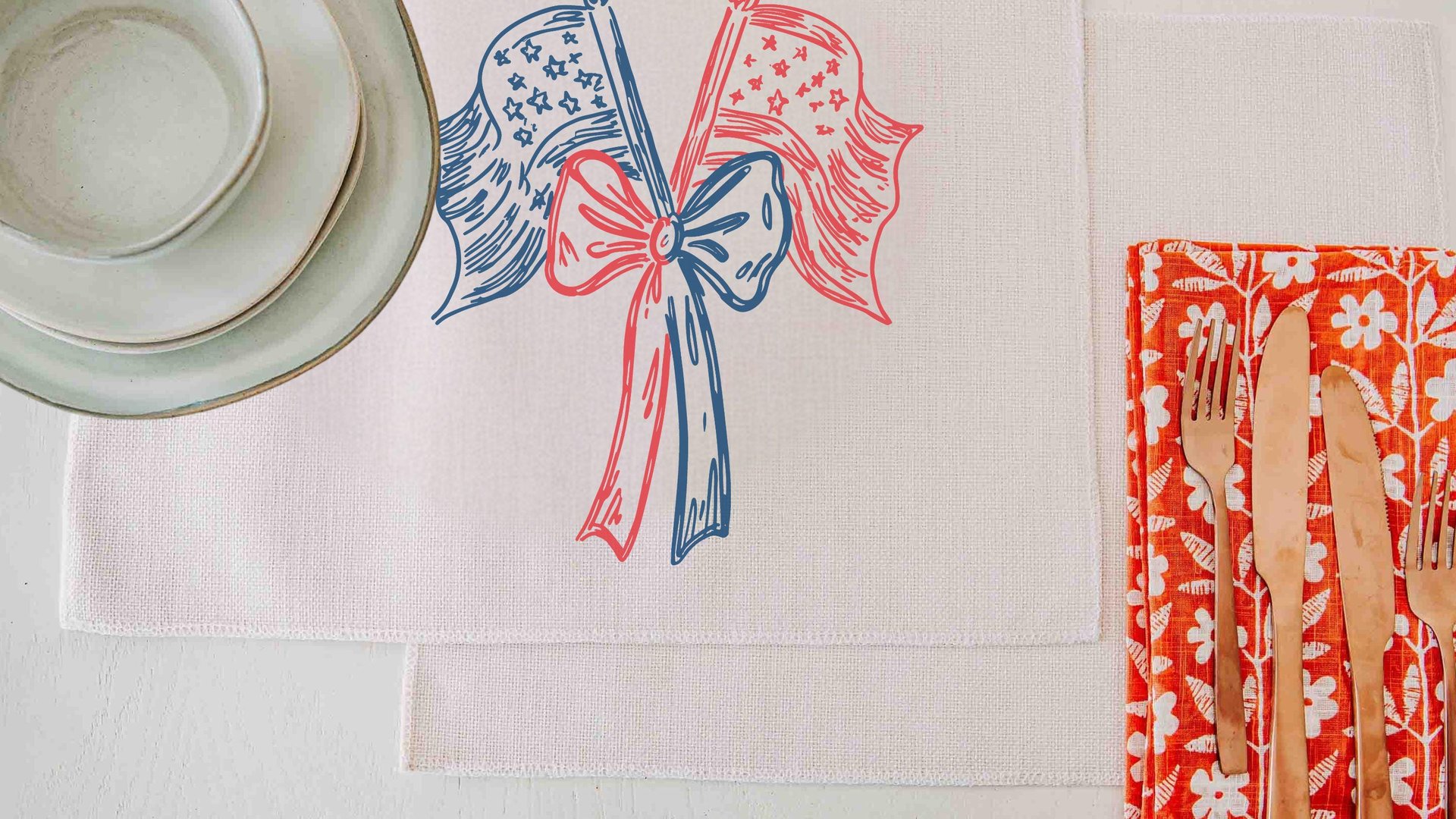 Sketch American flag pot holder & oven mitt