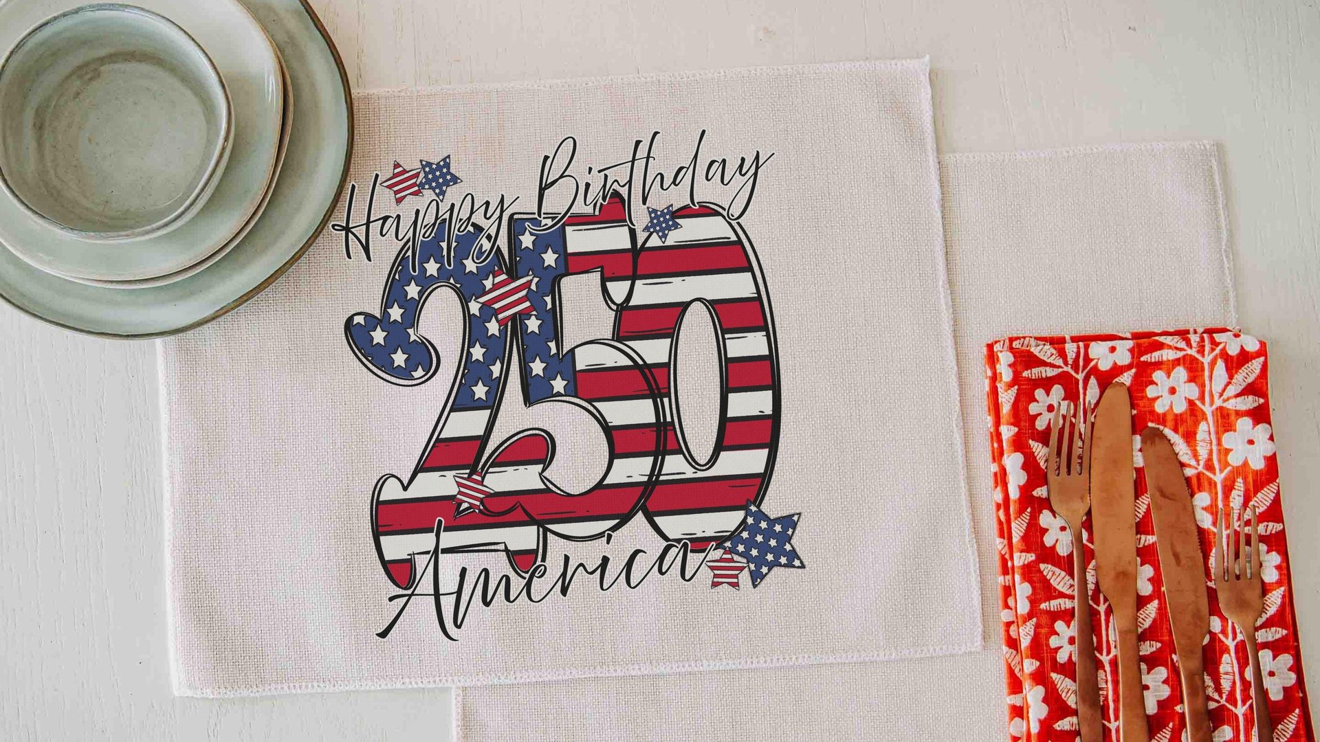 Happy birthday America table runner
