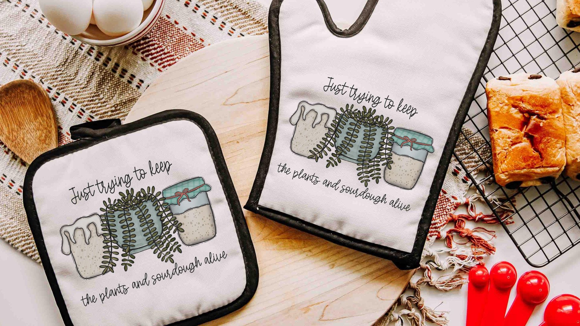 Sourdough pot holder & oven mitts