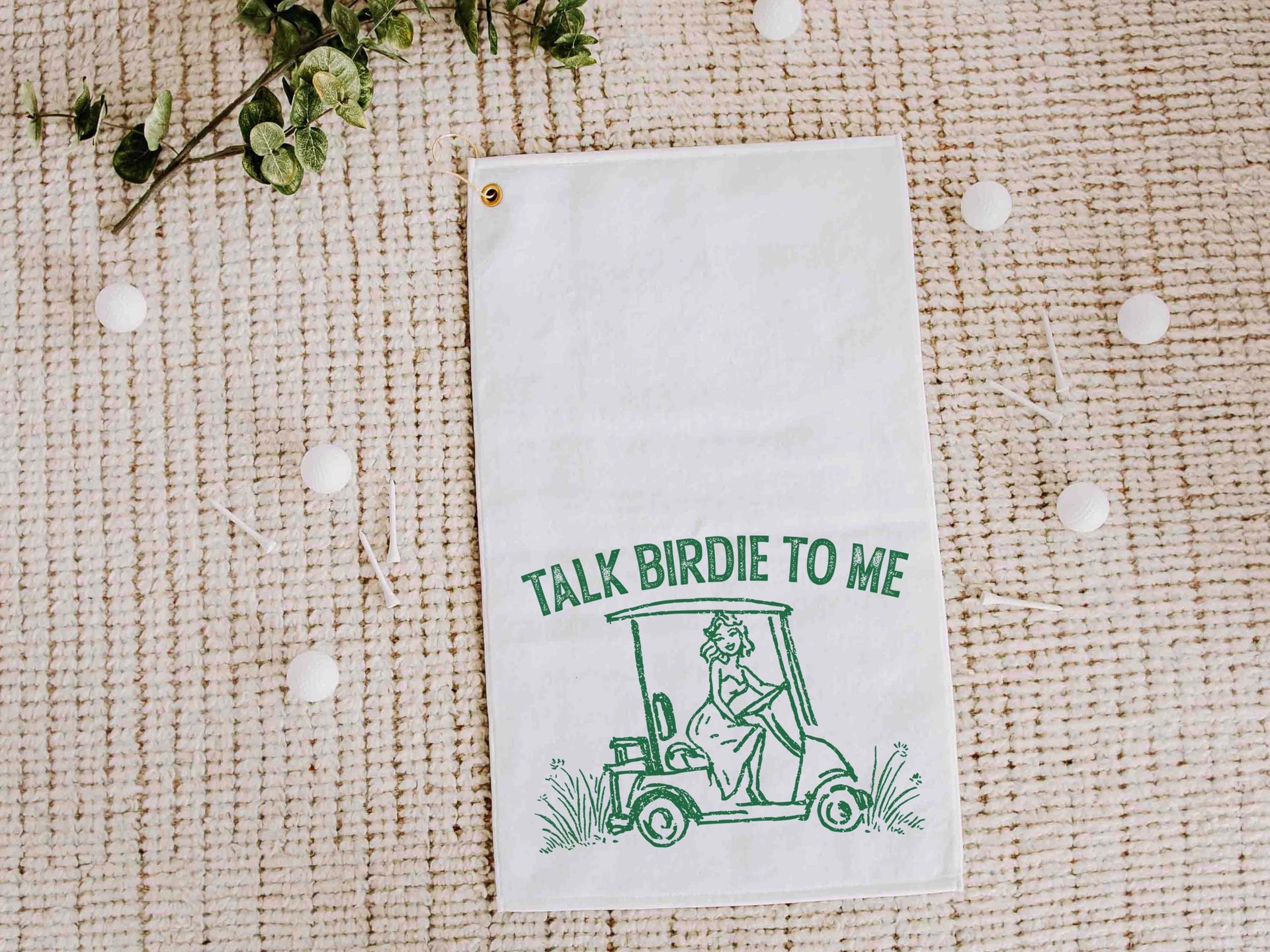 Talk birdie to me golf towel with hook, carolina blue funny golf gifts for her, cute golf gadgets, snarky lady golfer gifts, best golf items
