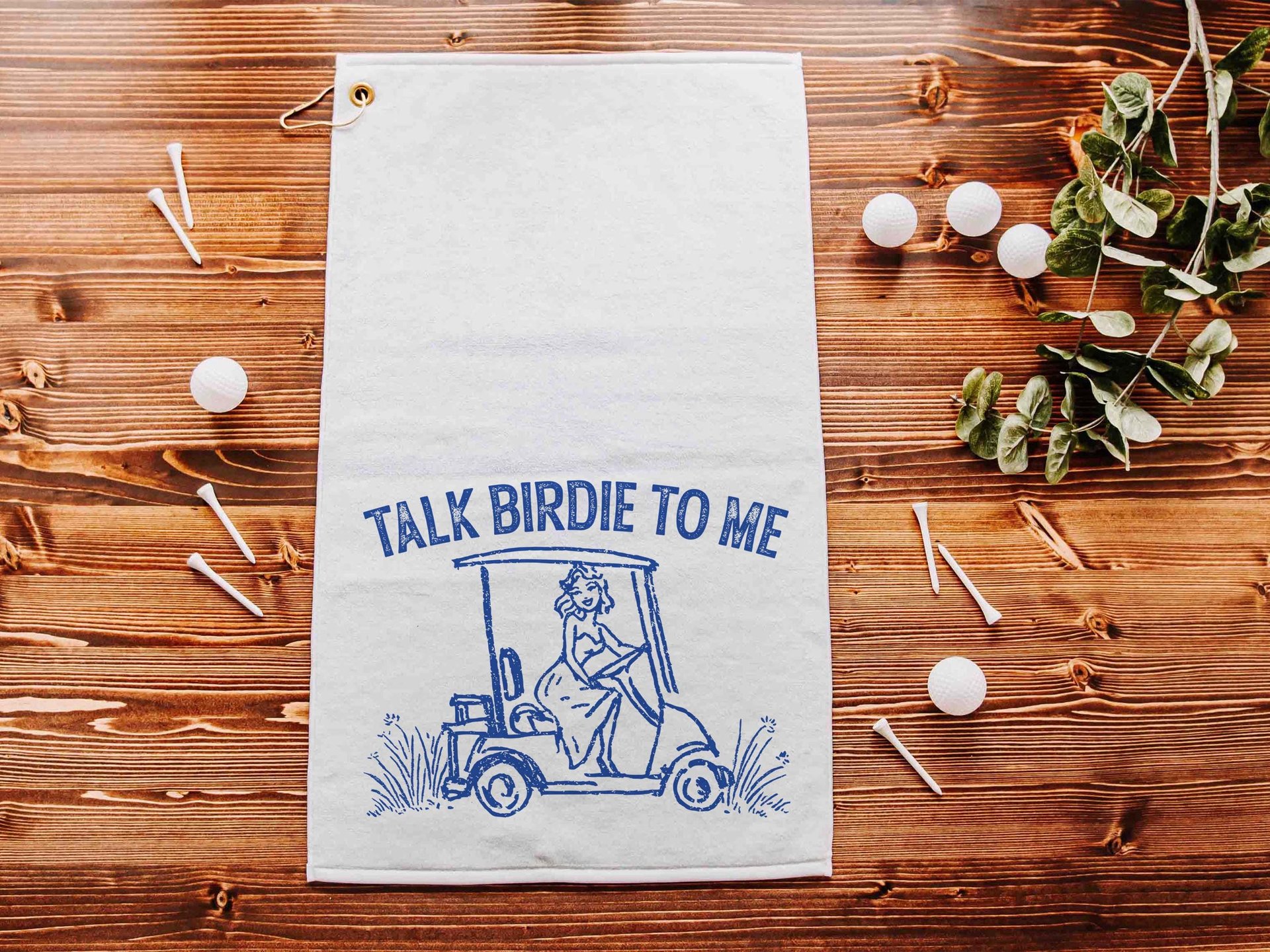 Talk birdie to me golf towel with hook, carolina blue funny golf gifts for her, cute golf gadgets, snarky lady golfer gifts, best golf items