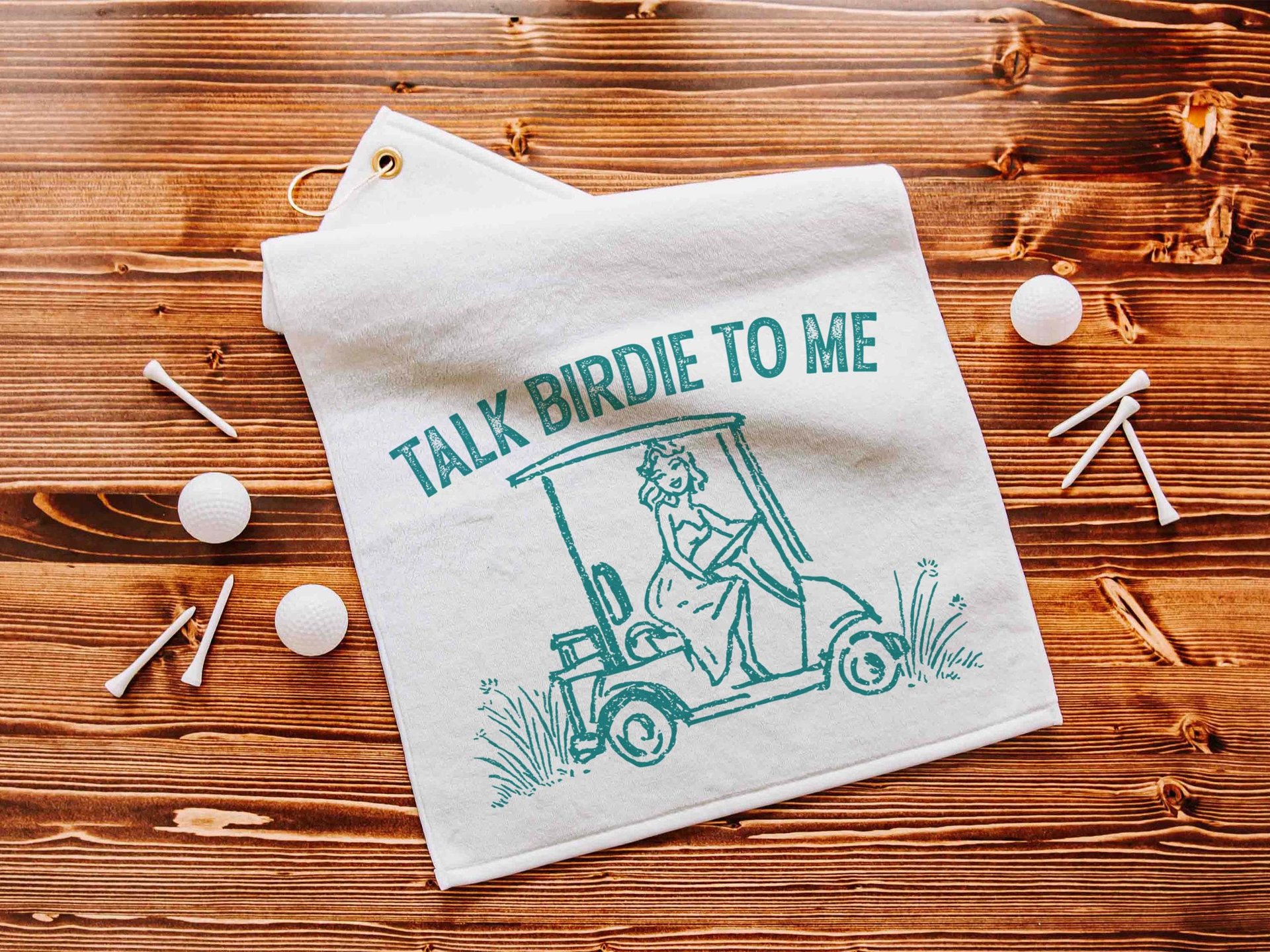 Talk birdie to me golf towel with hook, carolina blue funny golf gifts for her, cute golf gadgets, snarky lady golfer gifts, best golf items