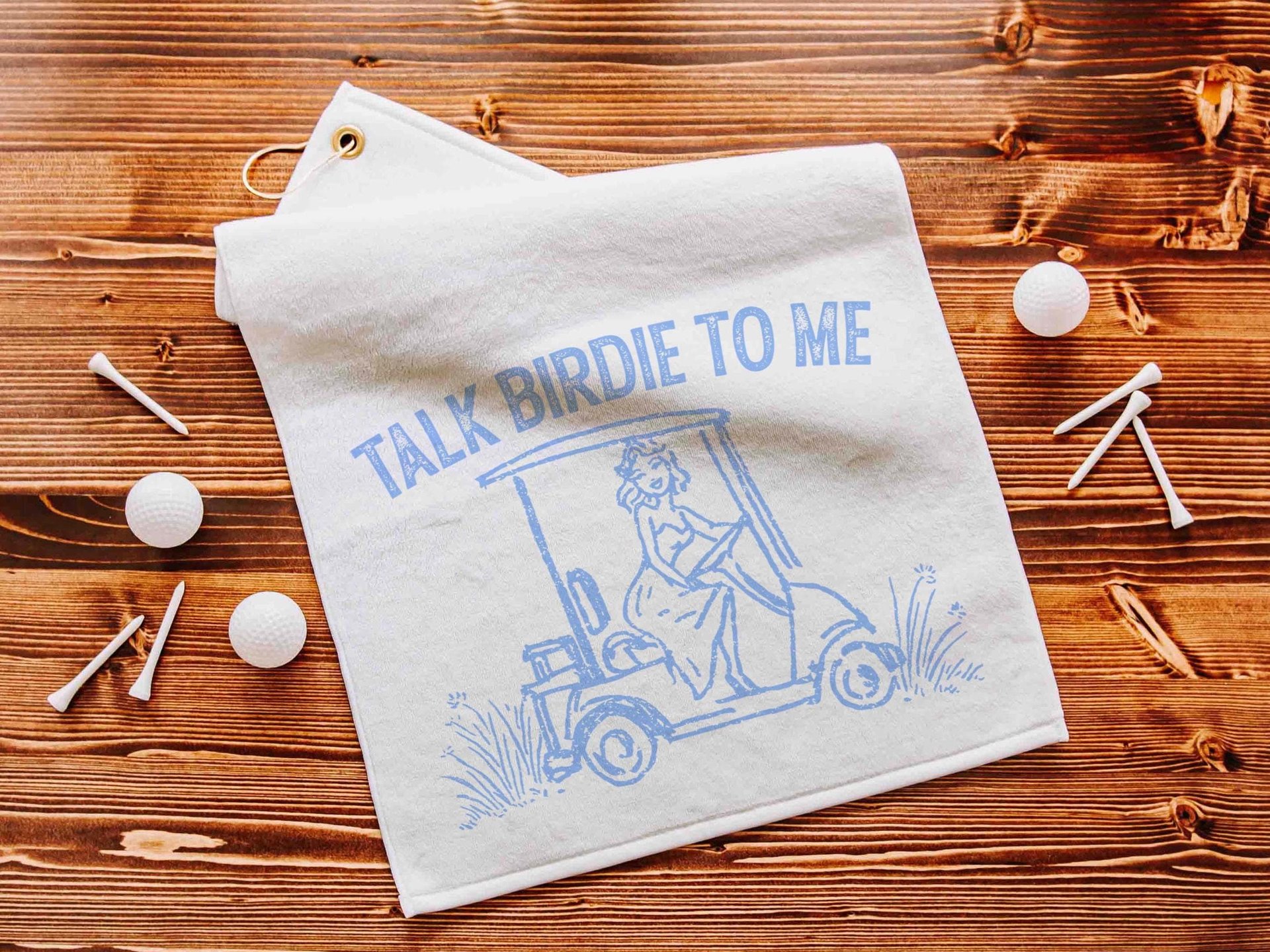 Talk birdie to me golf towel with hook, carolina blue funny golf gifts for her, cute golf gadgets, snarky lady golfer gifts, best golf items