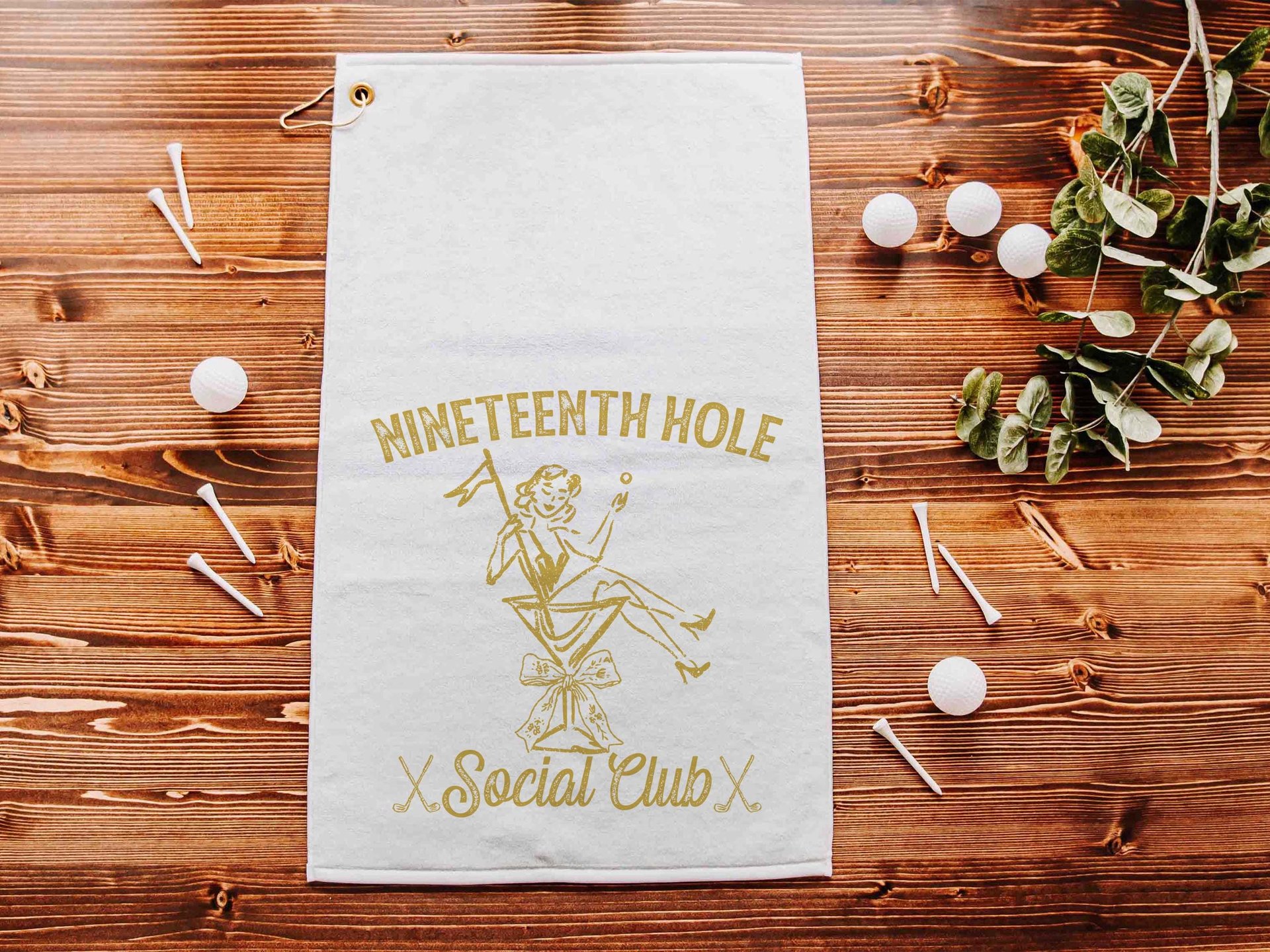 19th hole social club carolina blue golf towel with hook