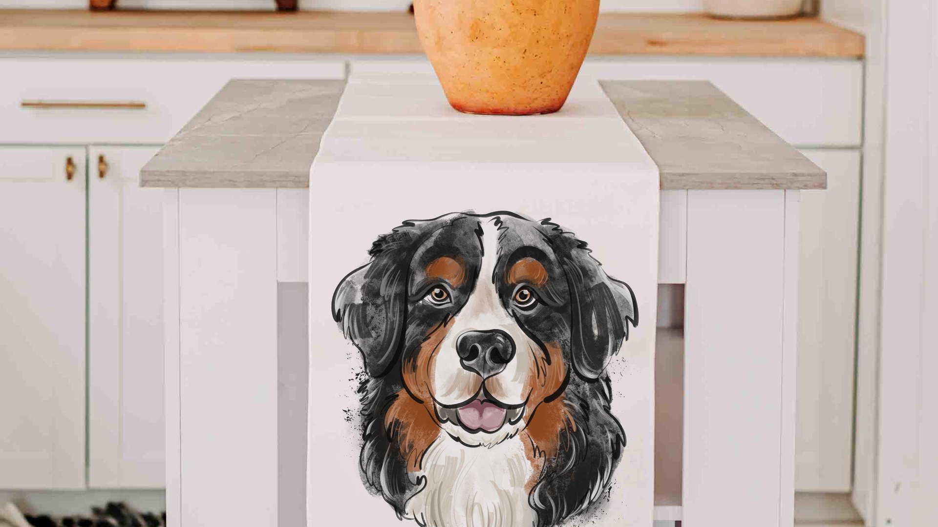 Bernese mountain dog table runner 