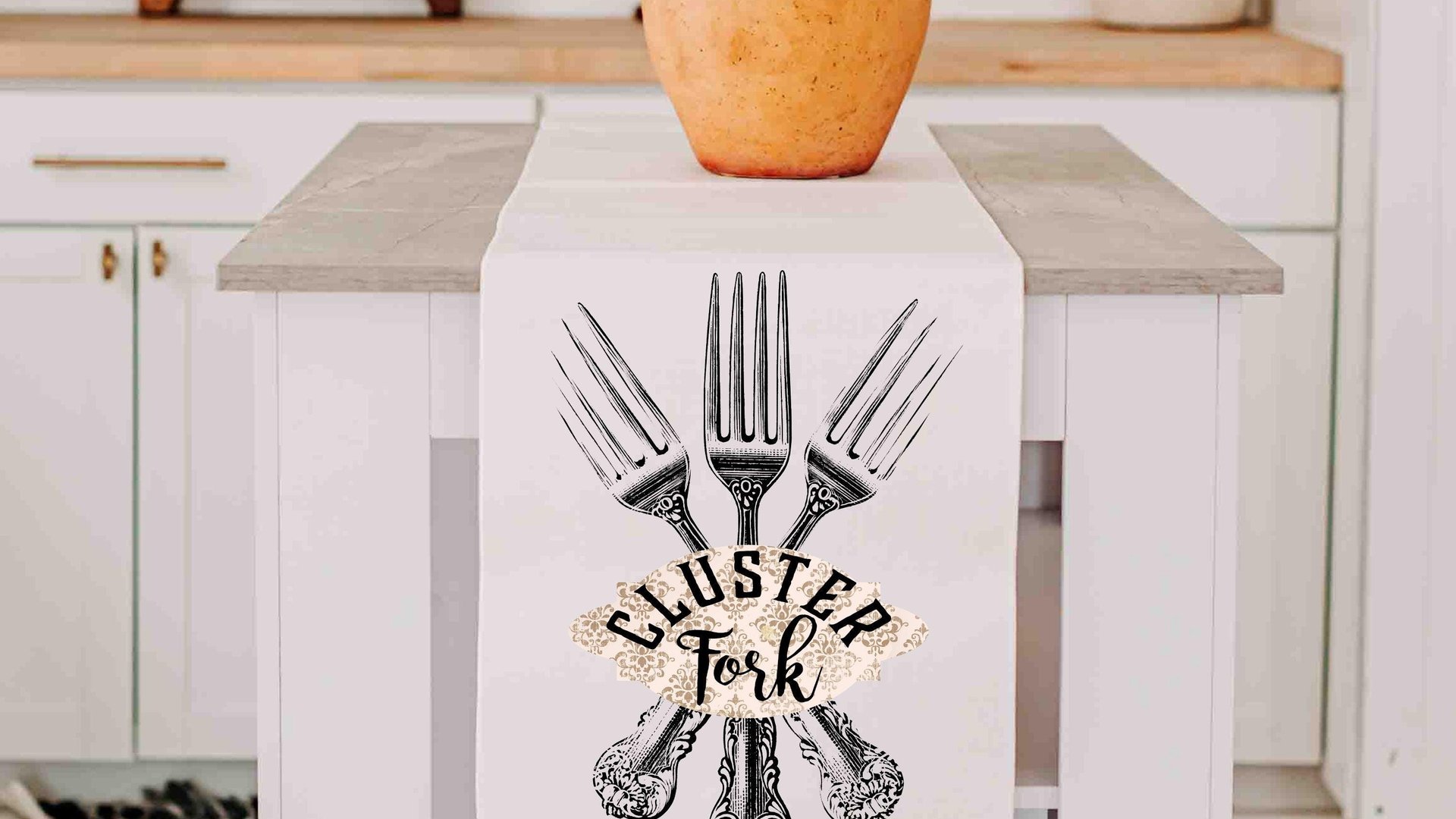 Cluster fork funny table runner 