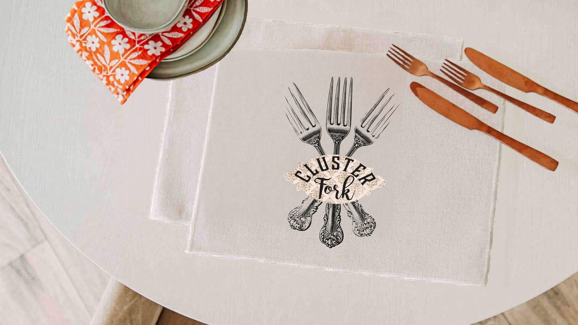 Cluster fork funny table runner 