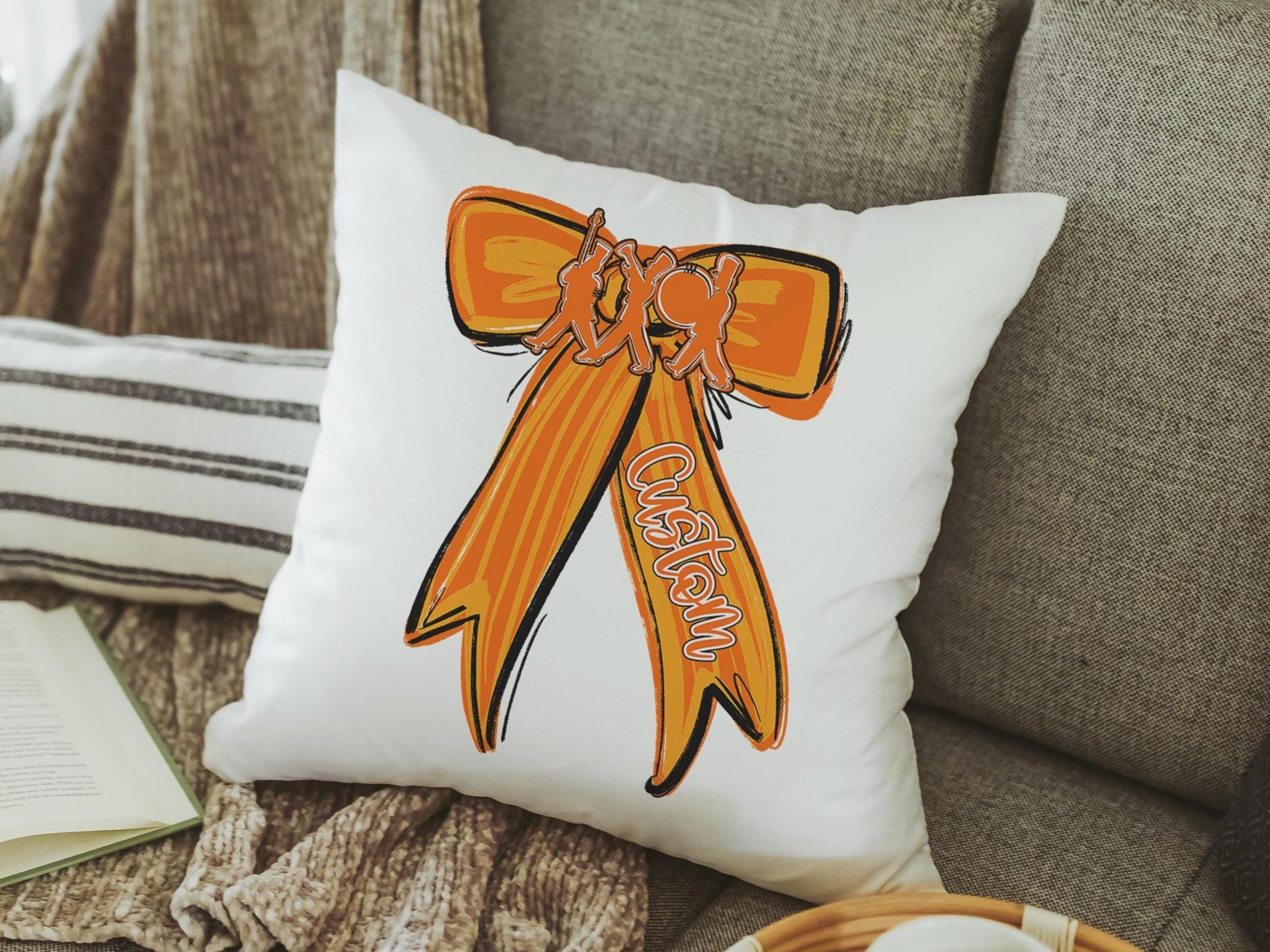 Personalized marching band columbia blue name throw pillow for girls