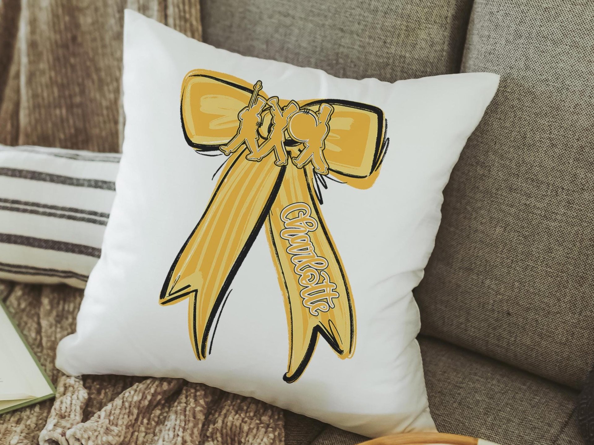 Personalized marching band columbia blue name throw pillow for girls