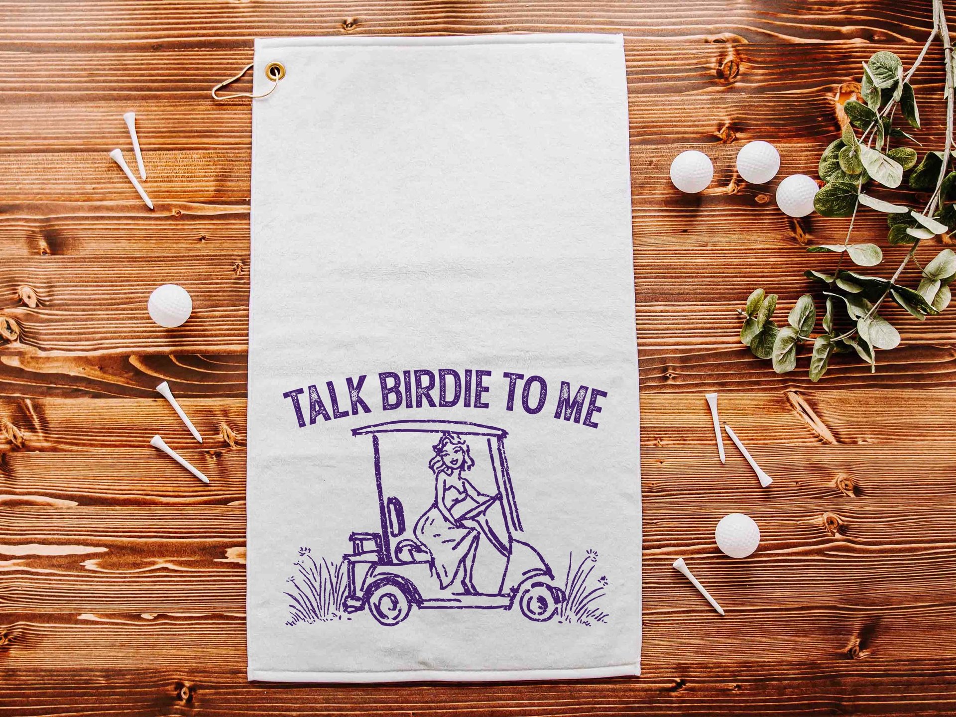 Talk birdie to me golf towel with hook, carolina blue funny golf gifts for her, cute golf gadgets, snarky lady golfer gifts, best golf items