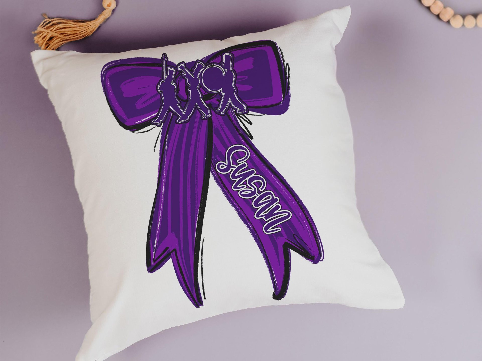 Personalized marching band columbia blue name throw pillow for girls