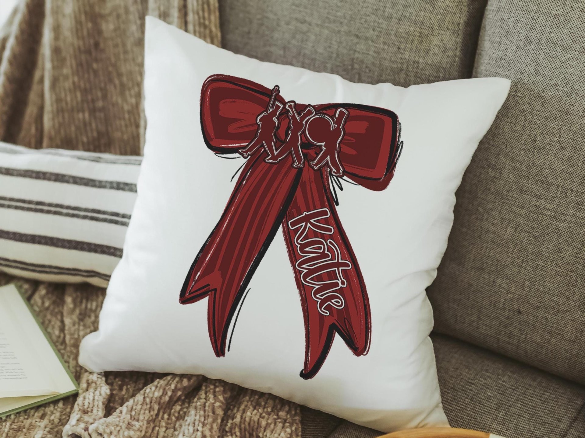 Personalized marching band columbia blue name throw pillow for girls