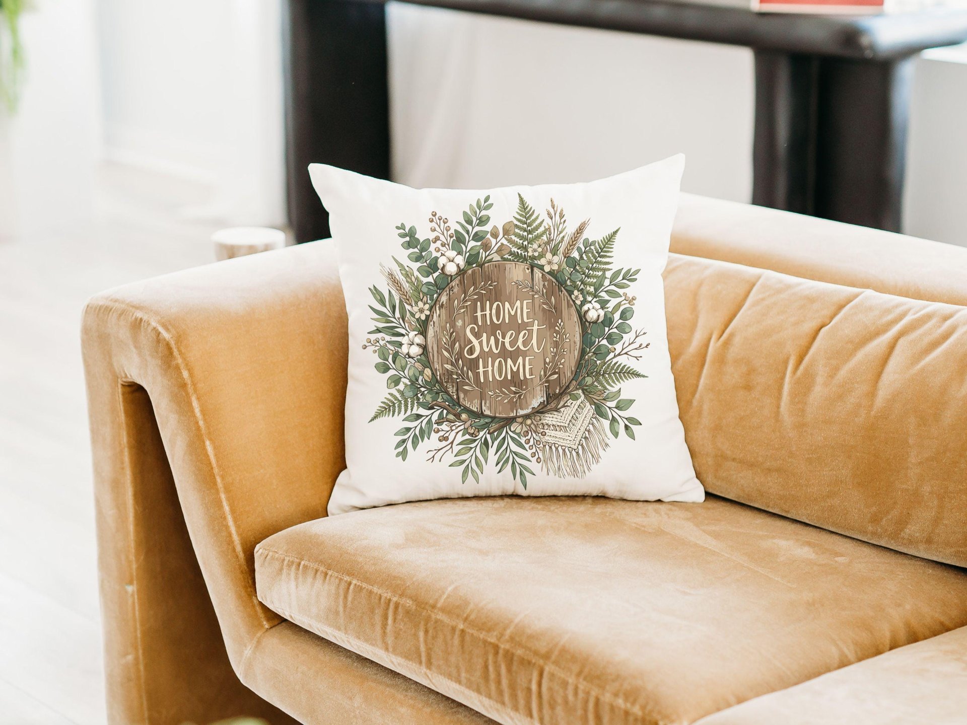 Boho wreath throw pillows 