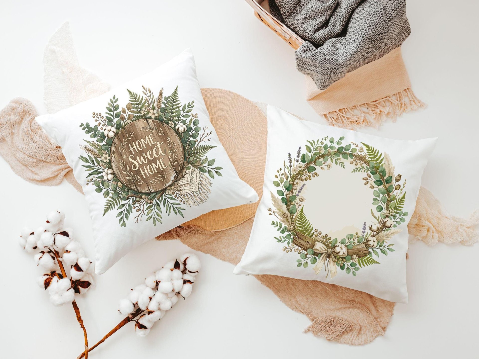 Boho farmhouse decorative pillows for living room and plant moms