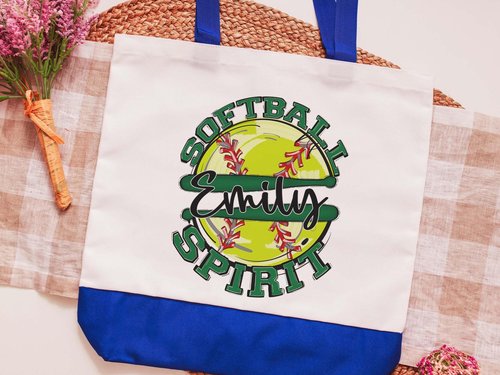 CapableByDesign personalized softball spirit matching tote bag and wristlet
