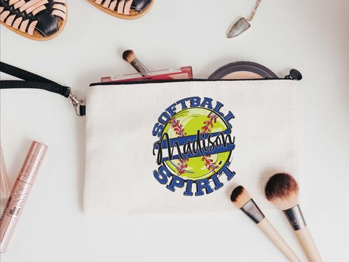 CapableByDesign personalized softball spirit matching tote bag and wristlet