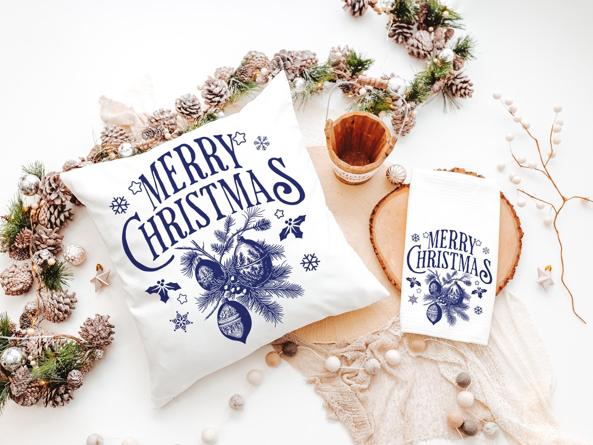 Vintage Merry Christmas throw pillow for sofa, Christmas housewarming gift for couple, farmhouse Christmas kitchen towel, black Christmas
