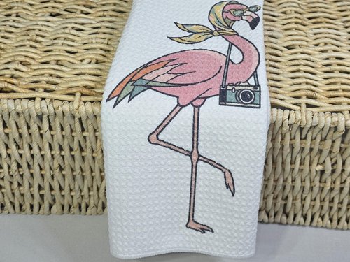 CapableByDesign retro flamingo and trendy flamingo throw pillows and matching towels