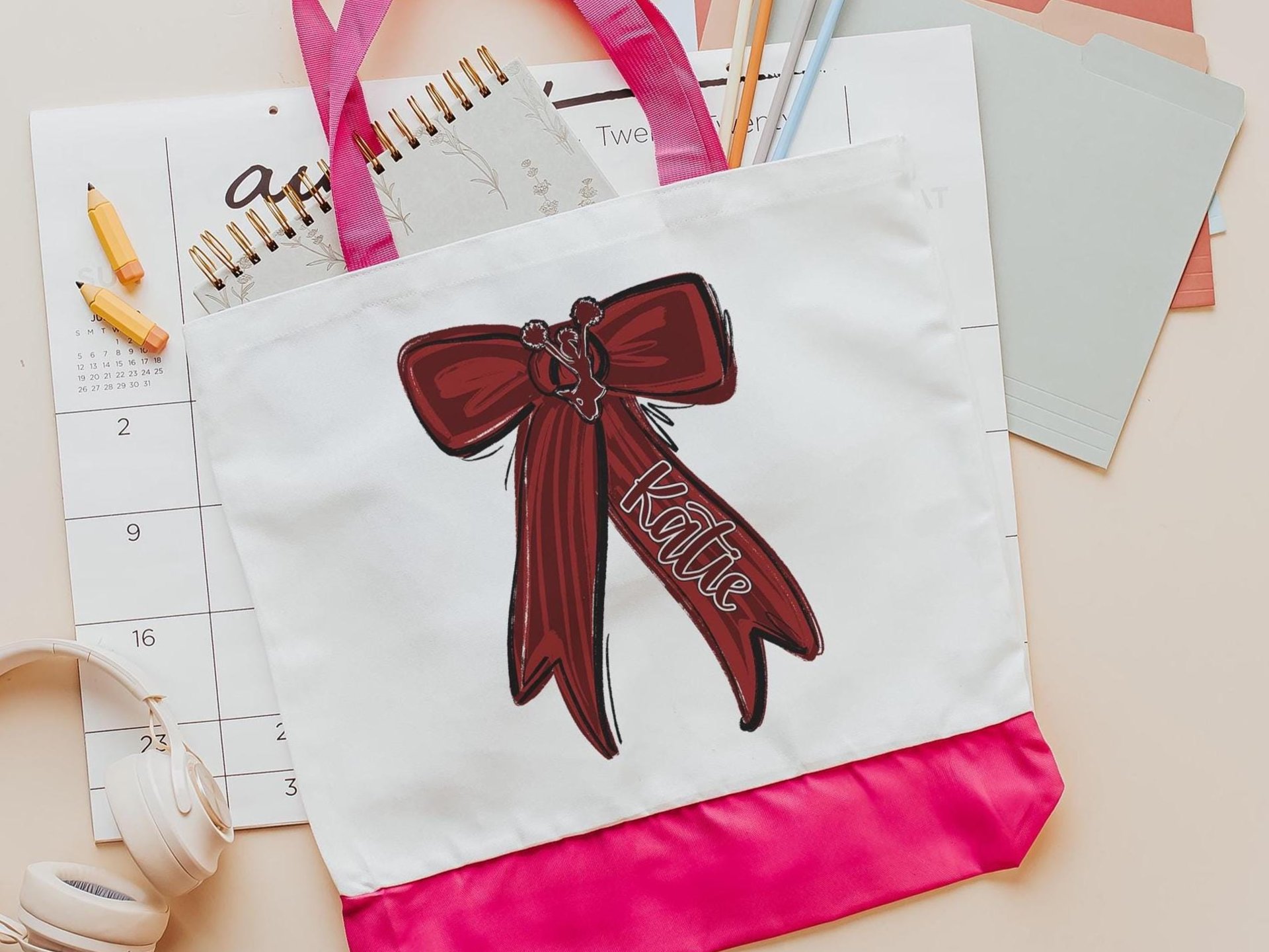 Personalized Carolina blue cheer coach tote bags for women, cheer squad gifts, name tote bag for teen girls, cheerleader gifts for girls