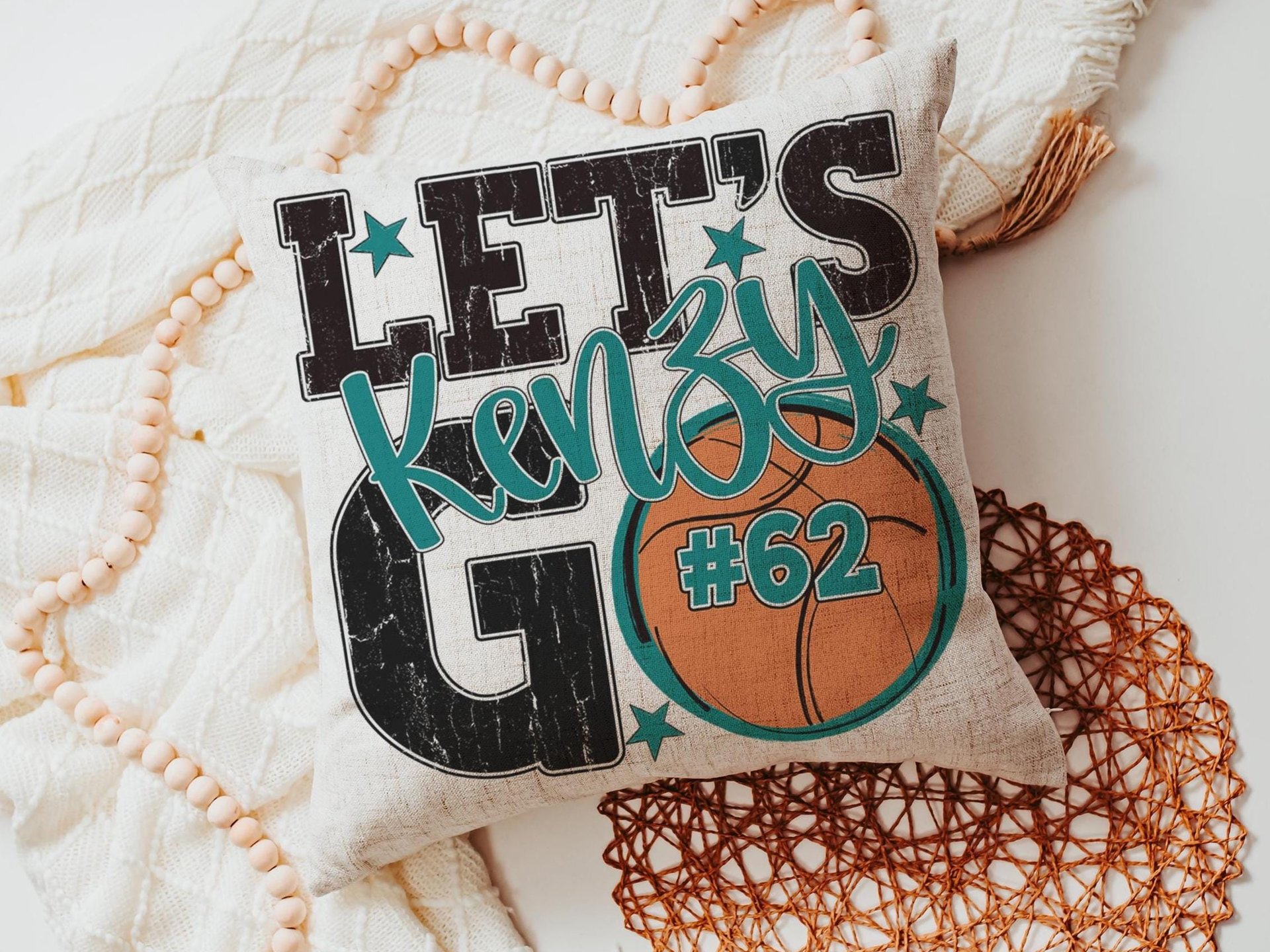 CapableByDesign personalized Lets Go name and number pillow
