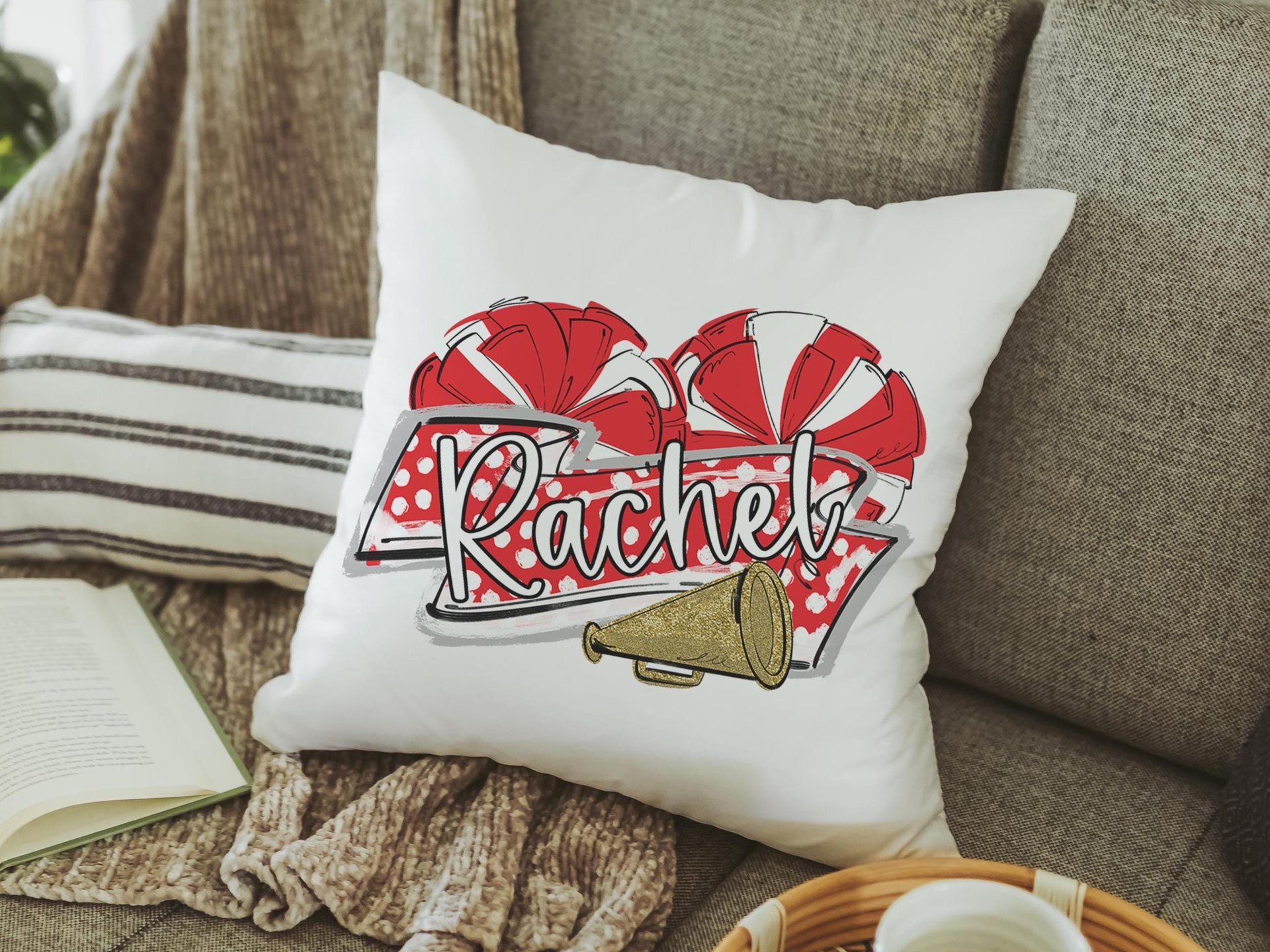 CapableByDesign personalized cheer pillow with name